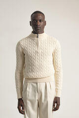 PuroEGO Su&eacute;ter de gola alta em tric&ocirc; tran&ccedil;ado Ecru