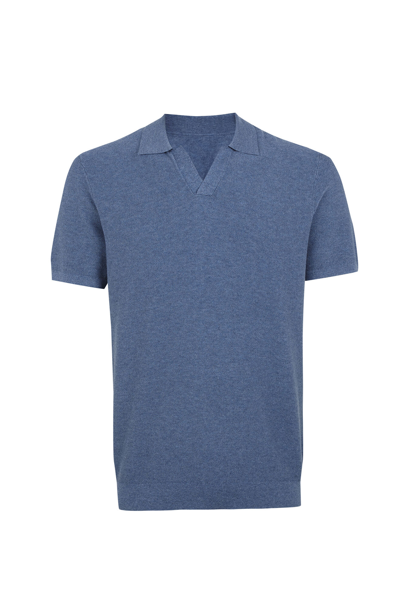 Cortefiel Cotton knit short sleeve polo shirt Blue