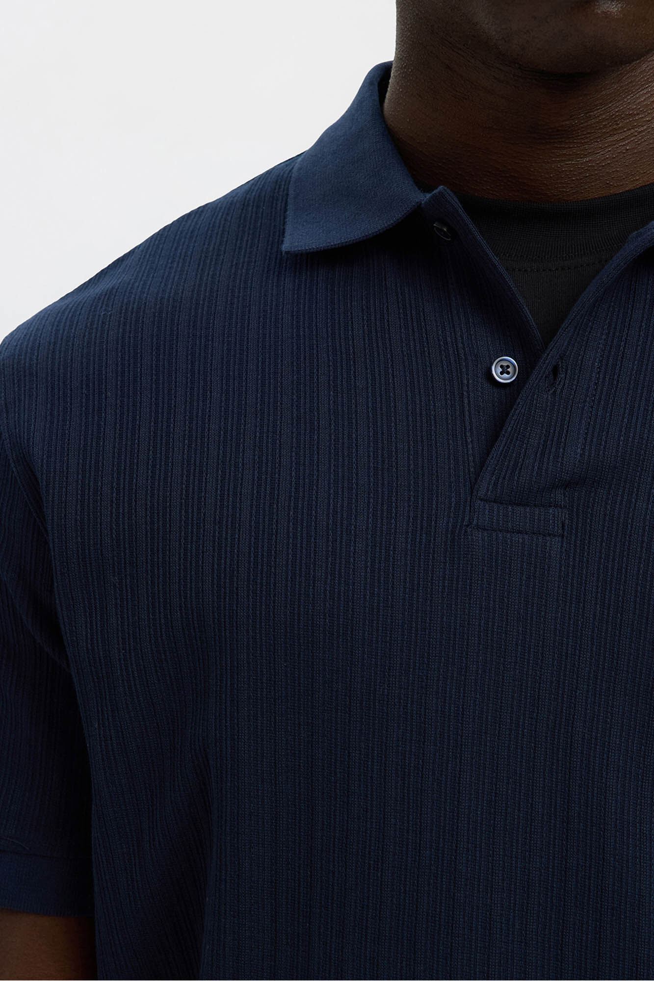 Selected Regular Fit Short Sleeve Rib Polo shirt  Navy