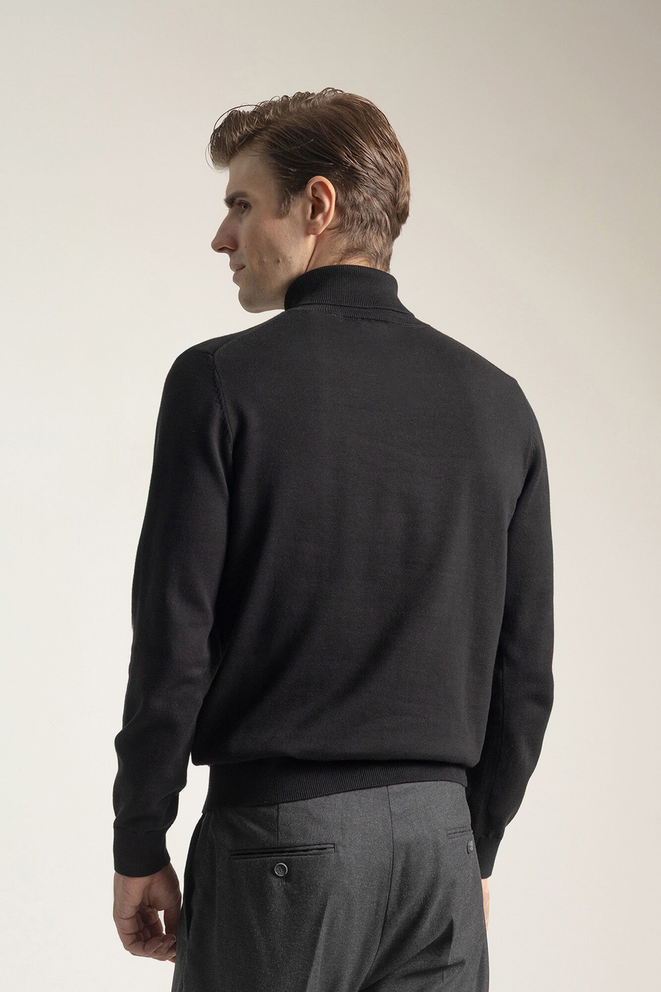 PuroEGO Camisola gola alta algod&atilde;o Preto