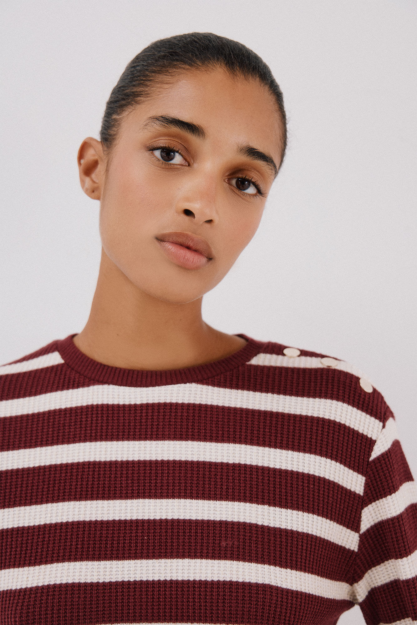 Cortefiel striped structured sweatshirt Maroon