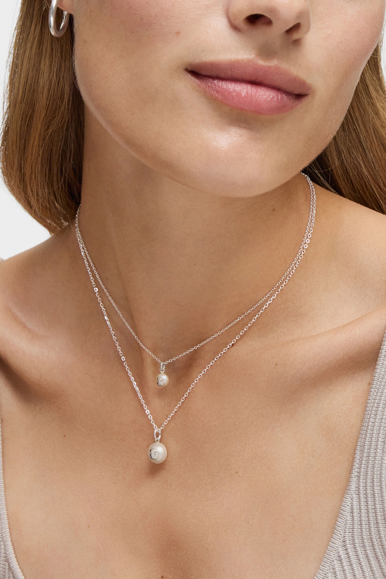 Tous Icon Pearl silver and pearl necklace Grey
