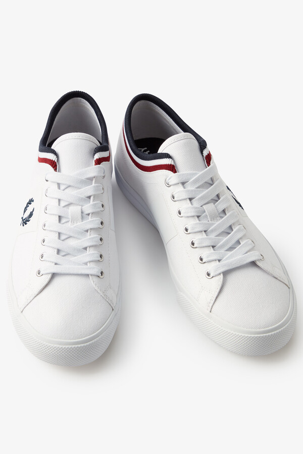 Cortefiel Underspin tipped cuff twill trainer White