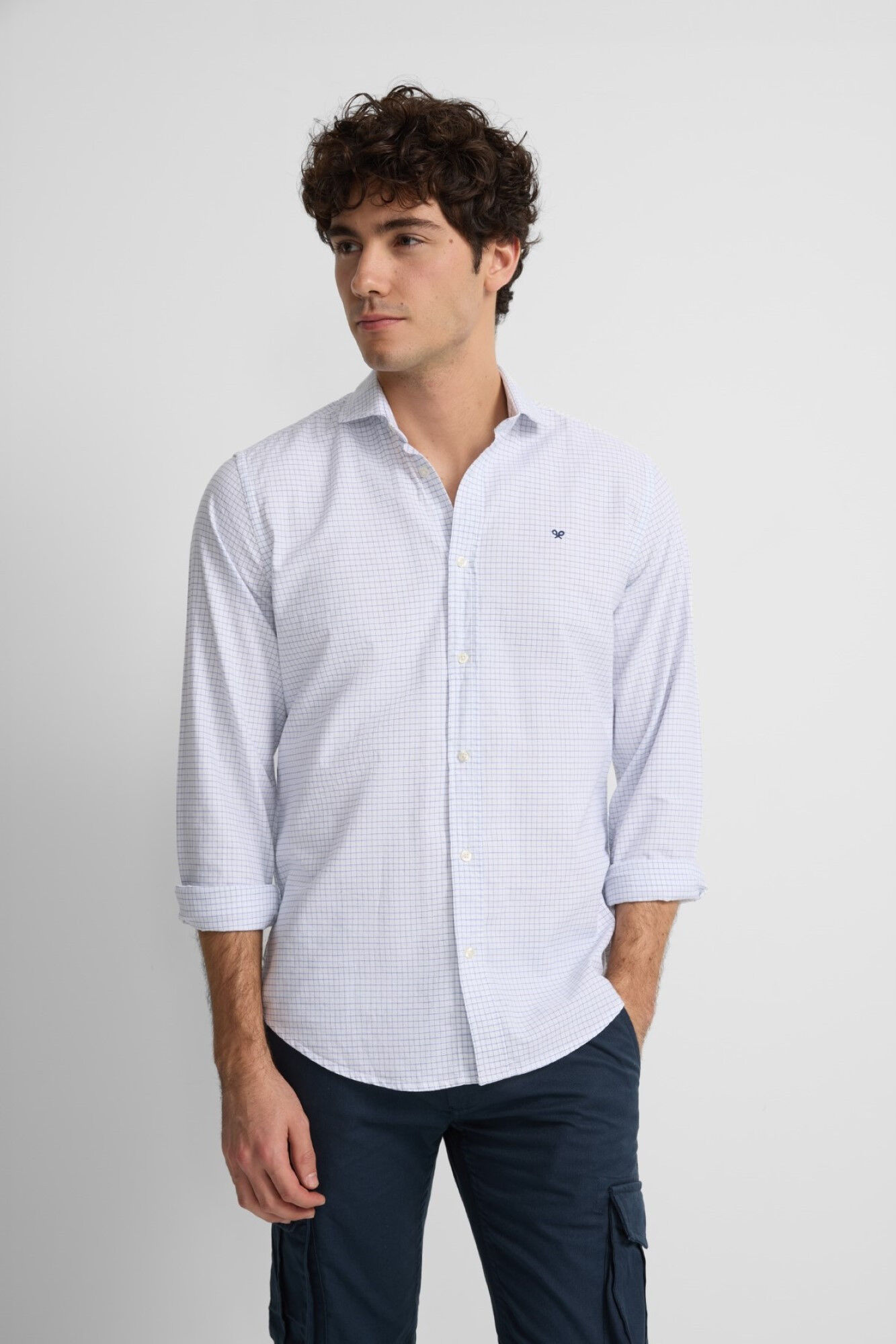 Silbon Camisa esportiva oxford xadrez m&eacute;dia