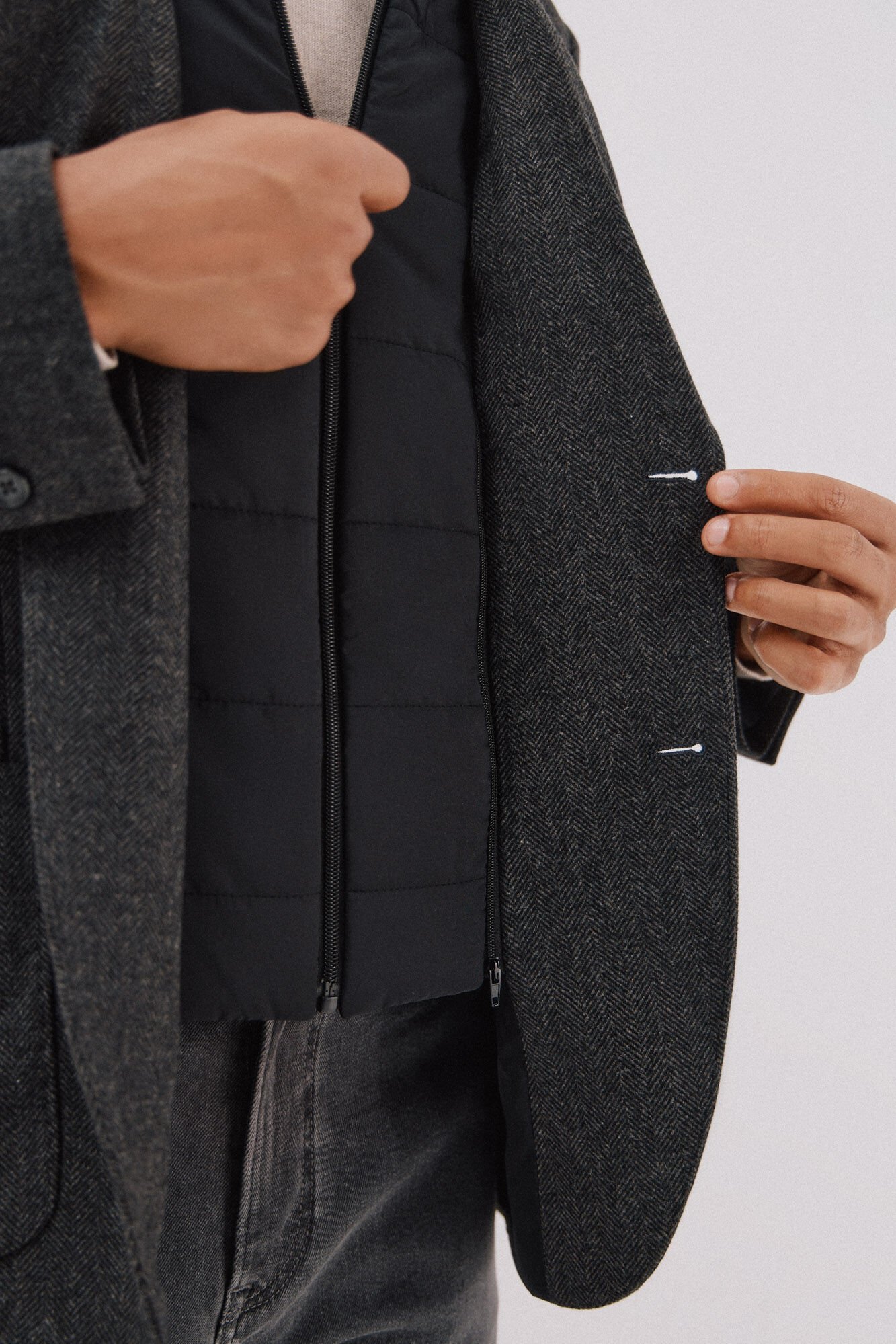 Cortefiel Herringbone wool herringbone Dark grey