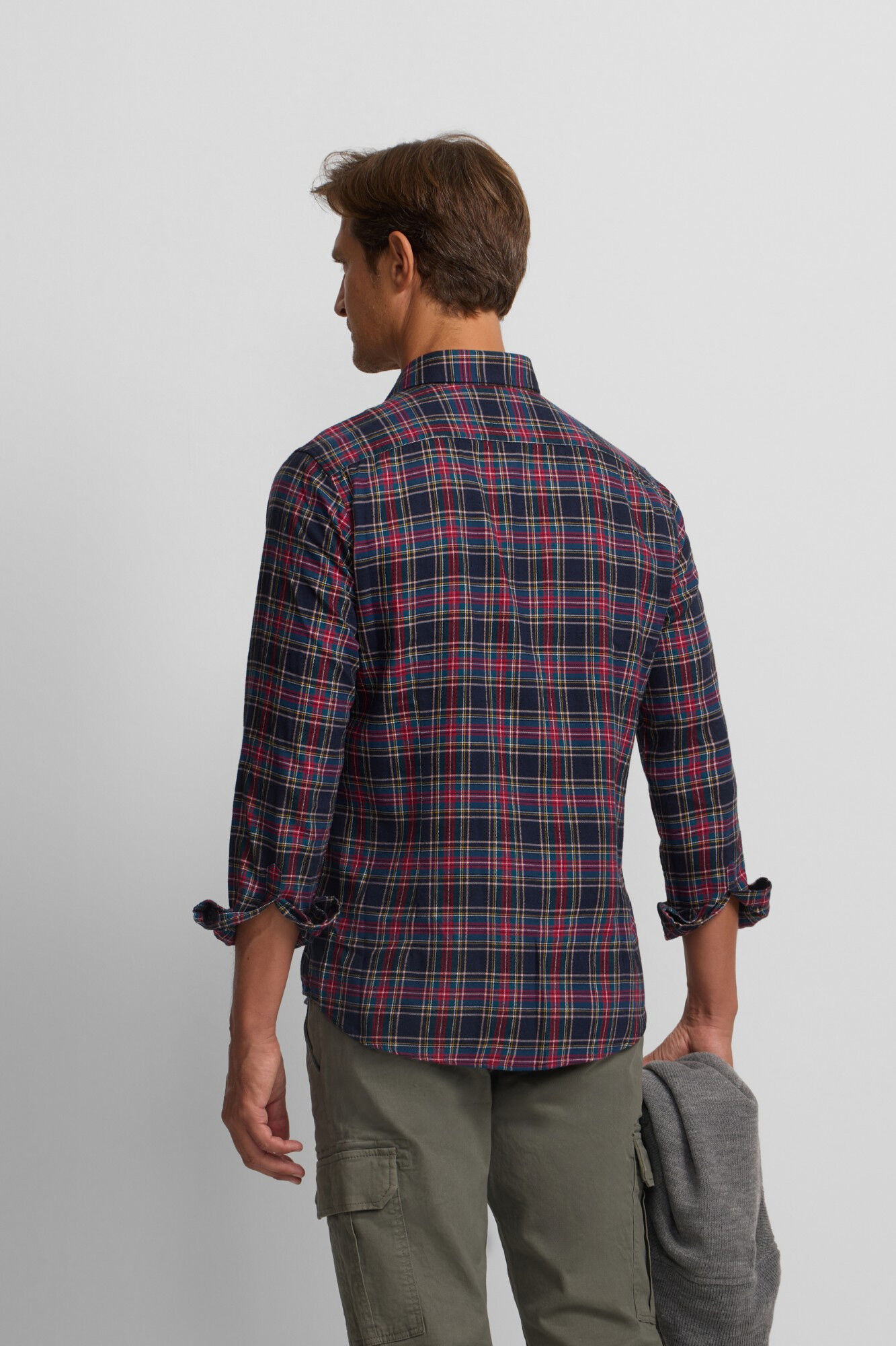 Silbon Camisa esportiva xadrez tartan bicolor Azul