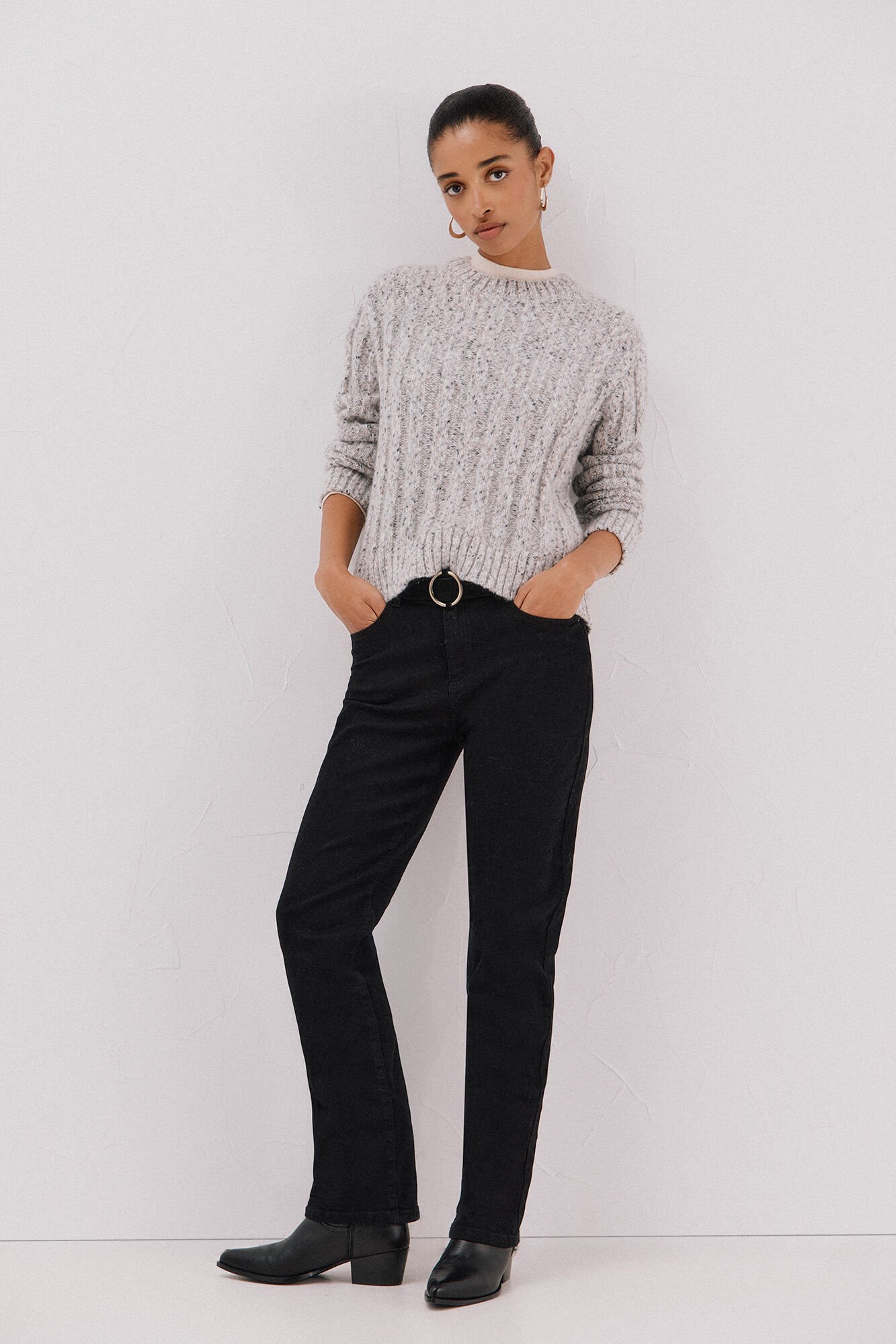 Cortefiel Jersey punto torzales Gris