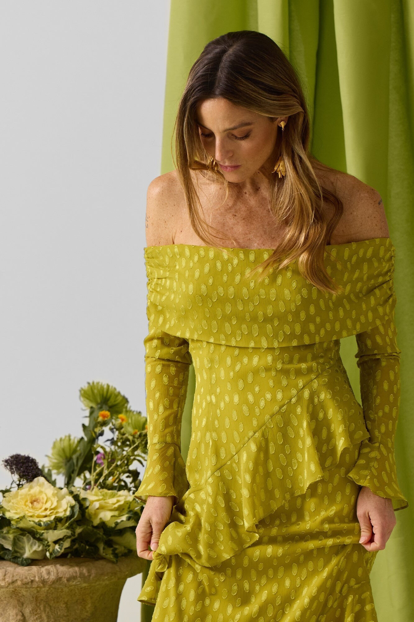 Silbon Vestido de festa com jacquard de bolinhas