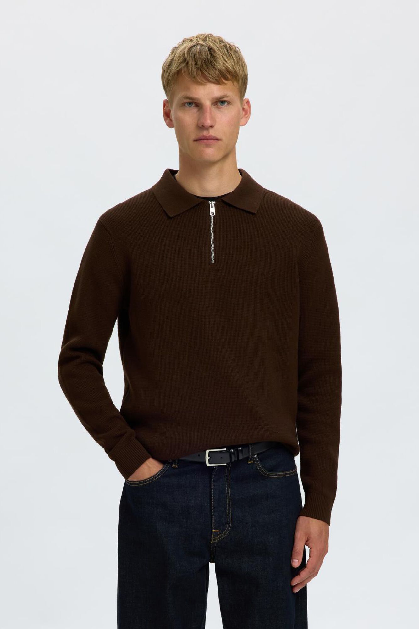 Selected Polo de malha de algod&atilde;o