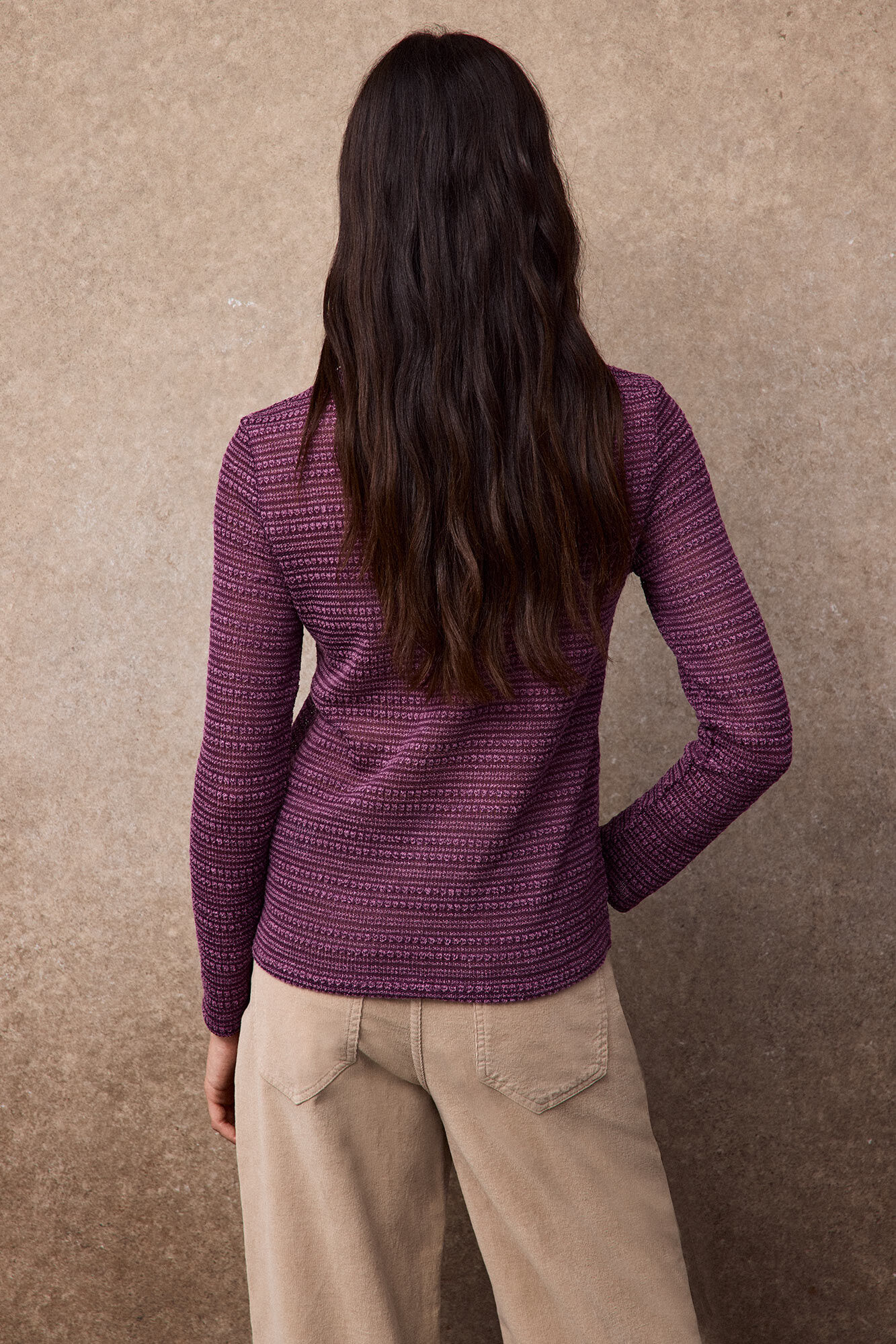 Slowlove Top com estrutura de riscas Roxo