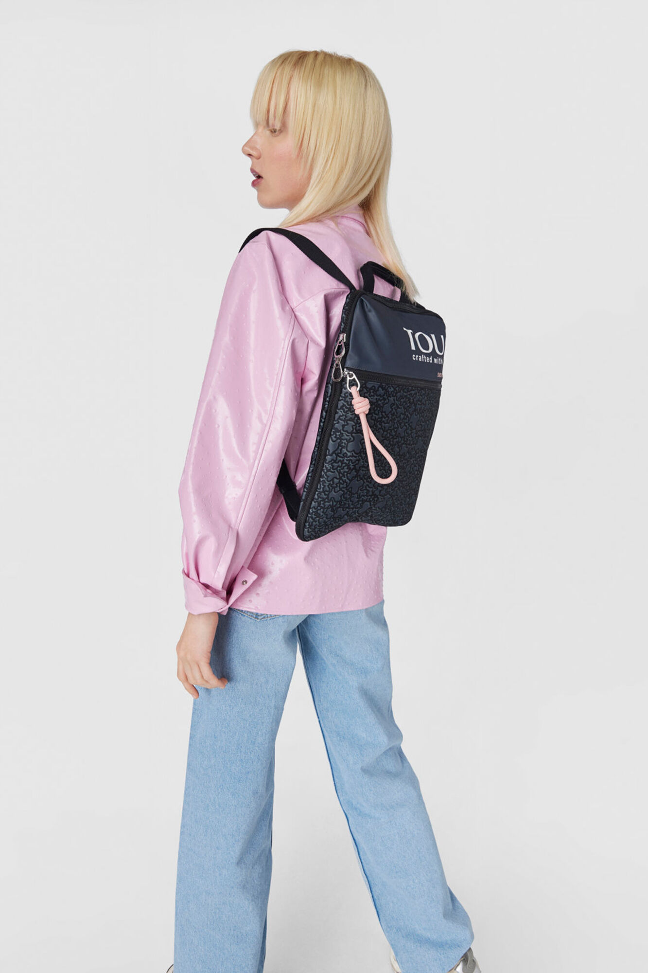 Tous Mochila plana negra Kaos Mini Evolution Nylon Negro