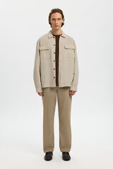 Selected Sobrecamisa em algod&atilde;o e linho Tostado