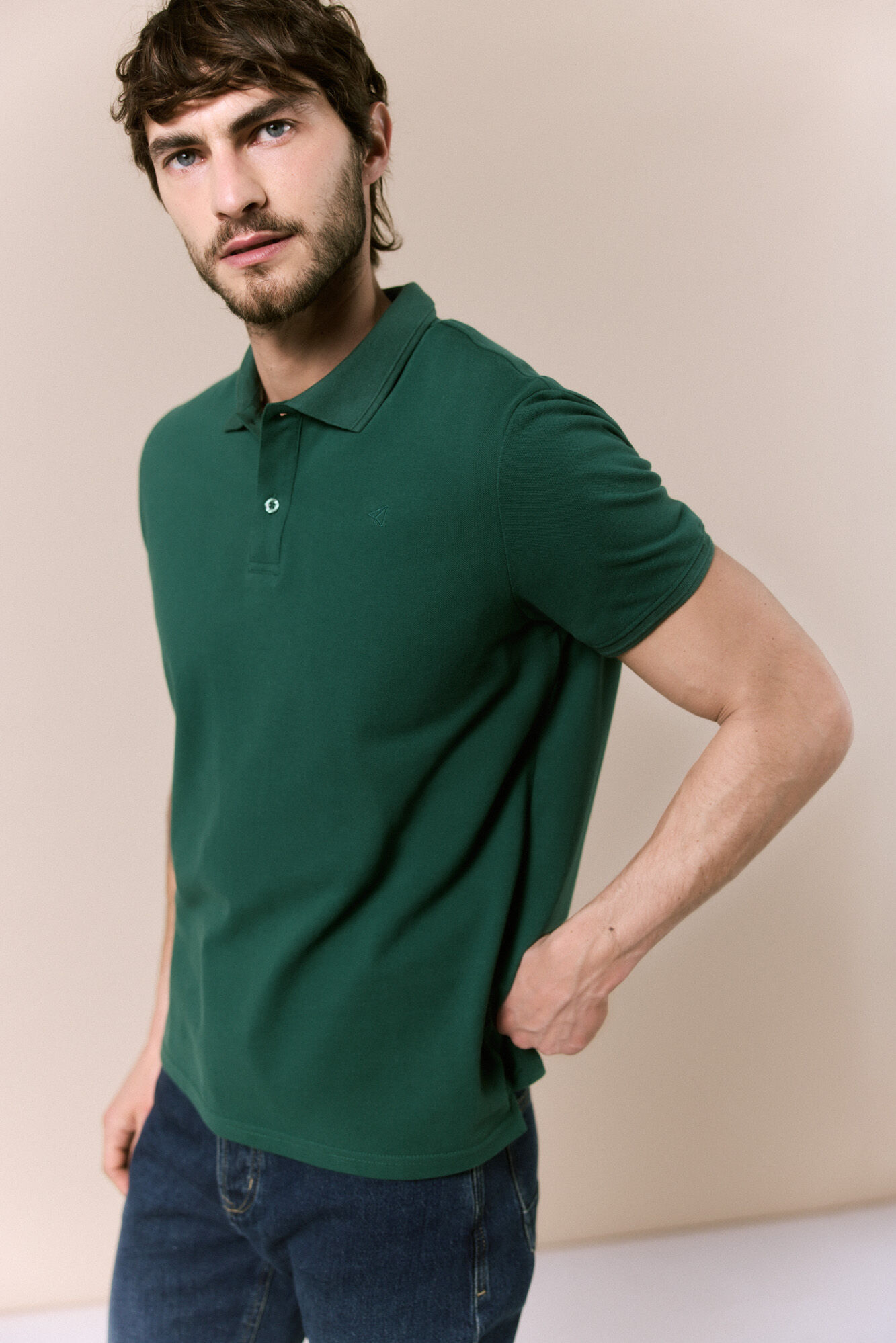 OOTO Polo b&aacute;sico em piqu&eacute; Verde