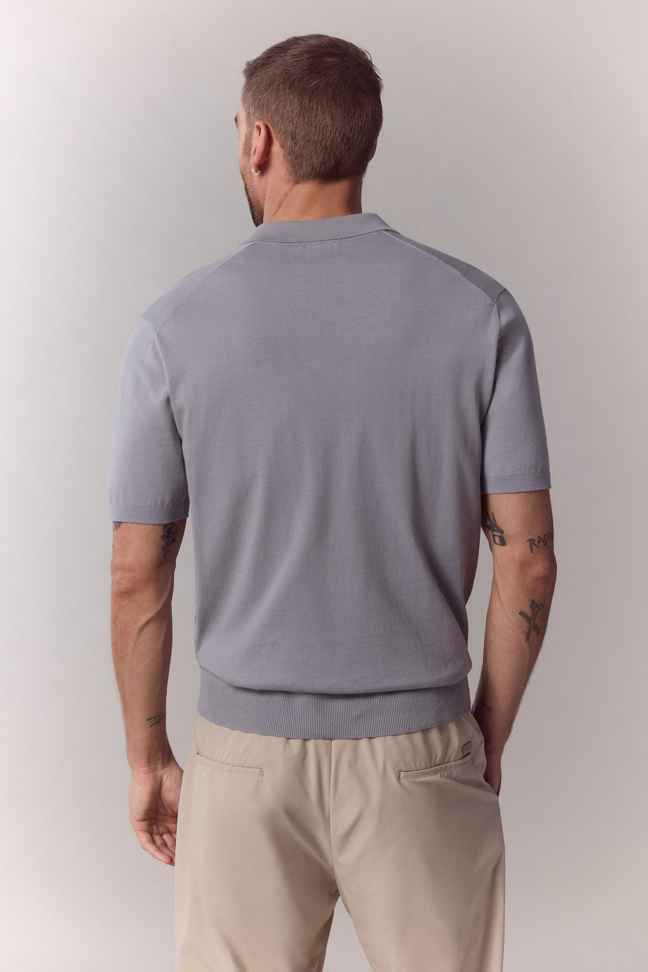 OOTO Plain short sleeve polo shirt Grey