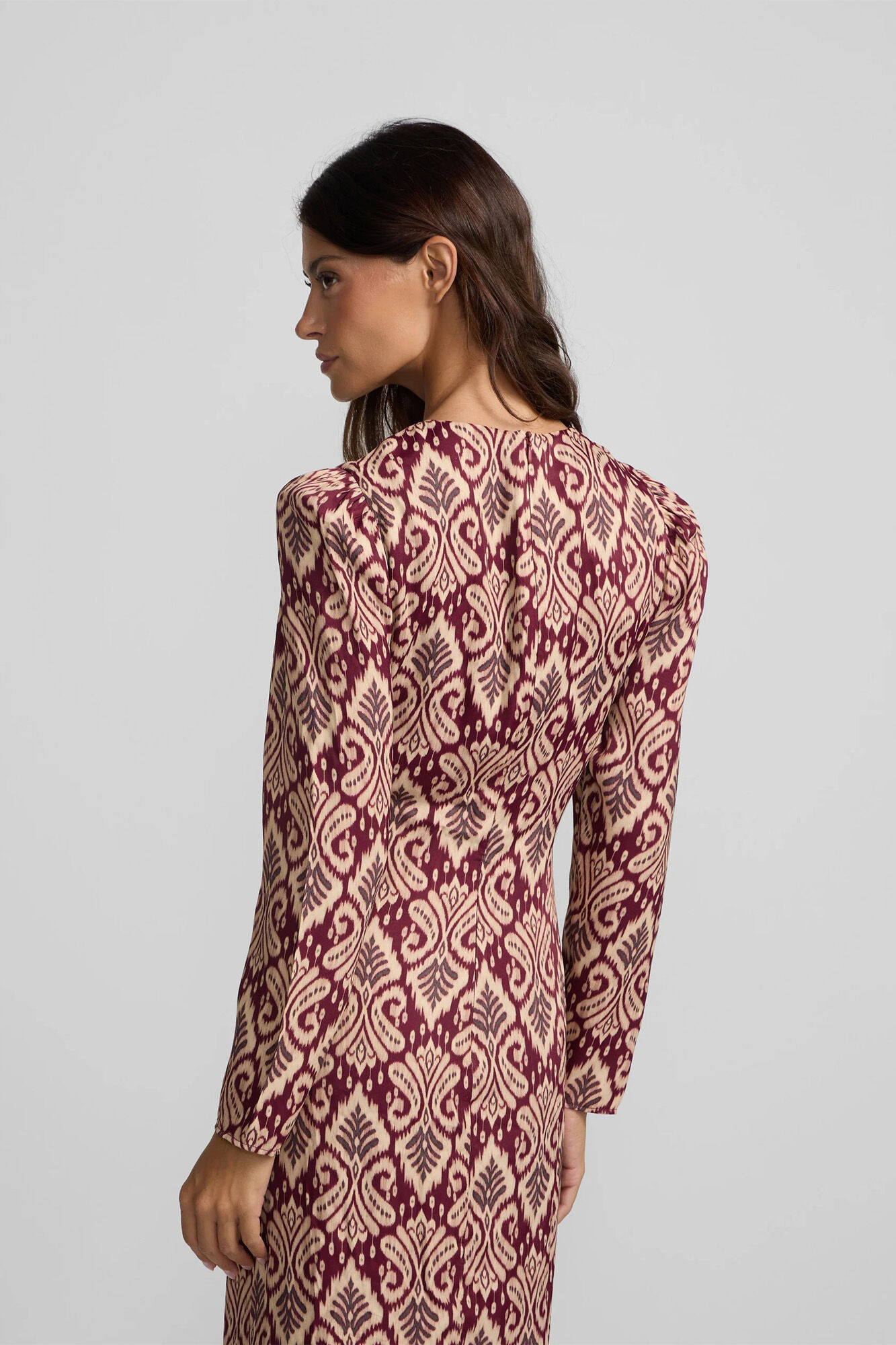 Silbon Vestido largo drapeado estampado ikat