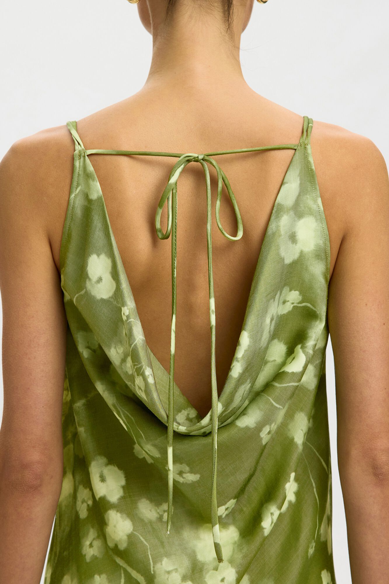 Selected Vestido comprido de al&ccedil;as finas Verde