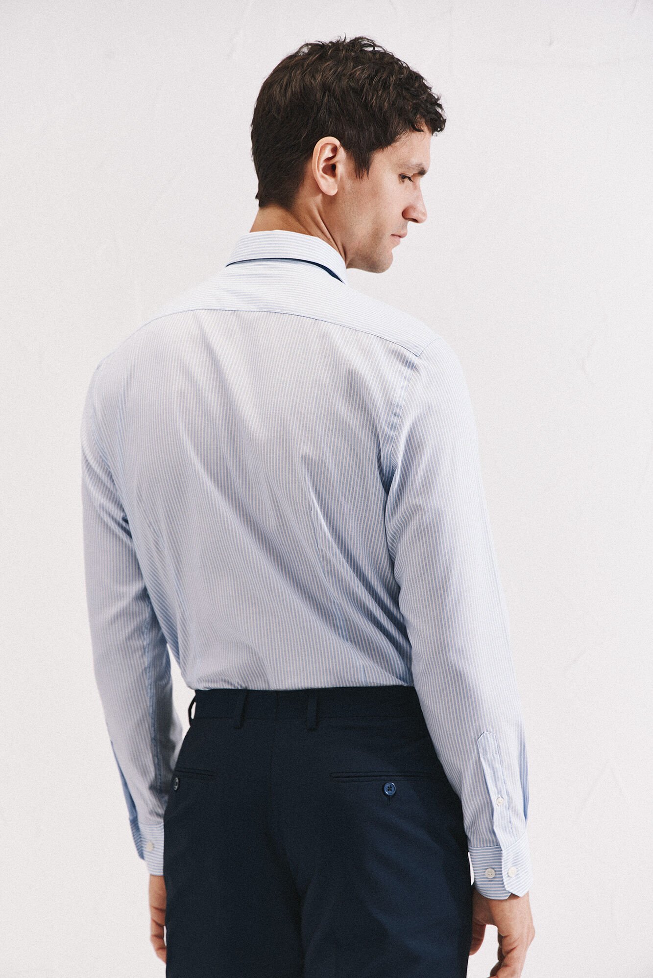 Cortefiel Slim fit easy-iron ottoman dress shirt Blue