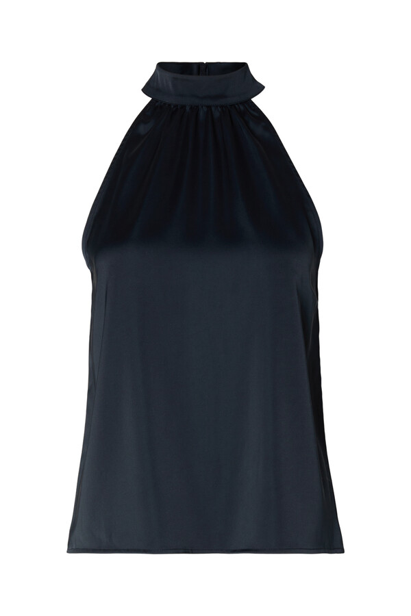 Cortefiel Sleeveless halterneck top made with recycled materials. Blue