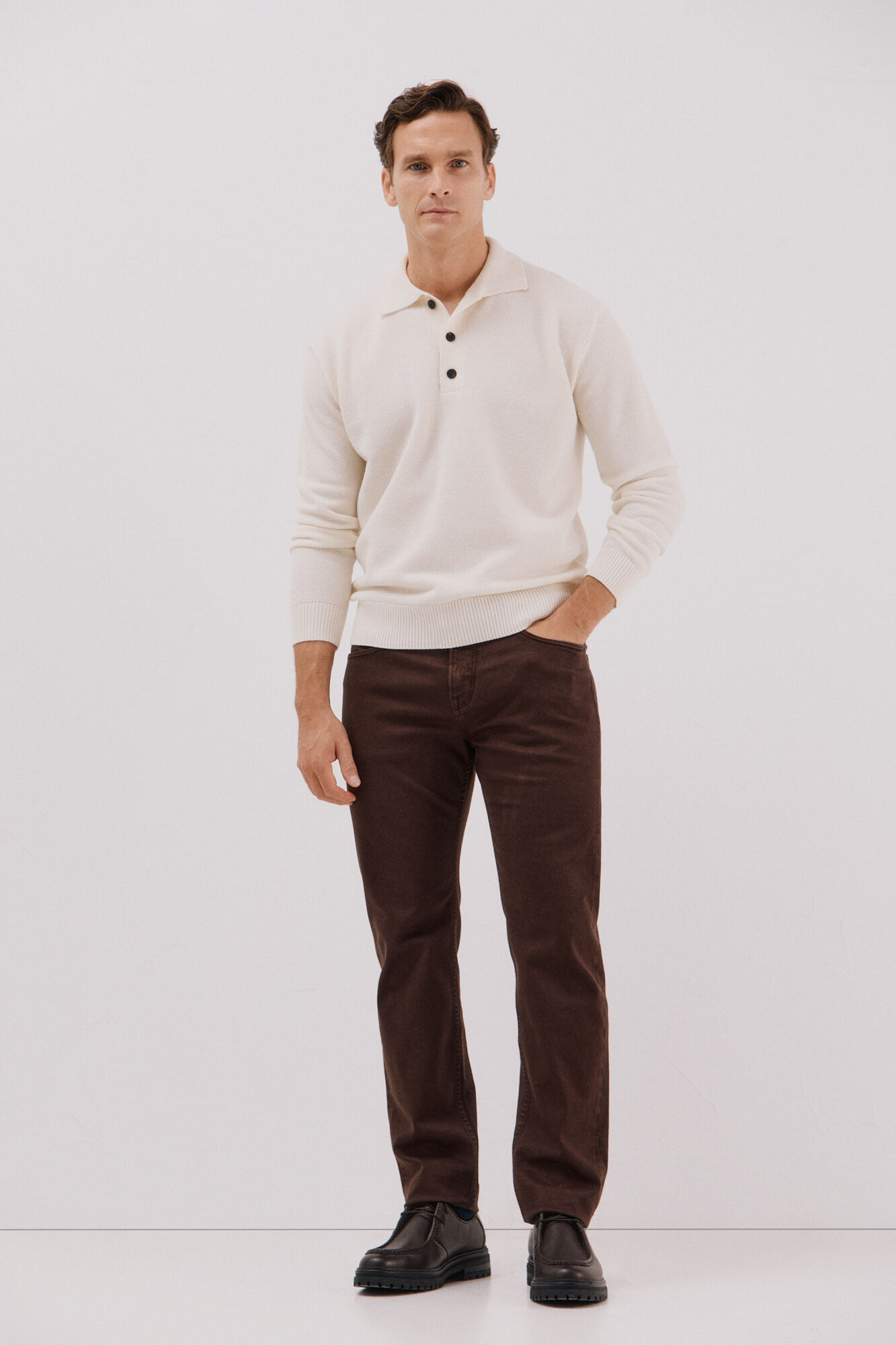 Cortefiel Structured wool sweater  Ivory