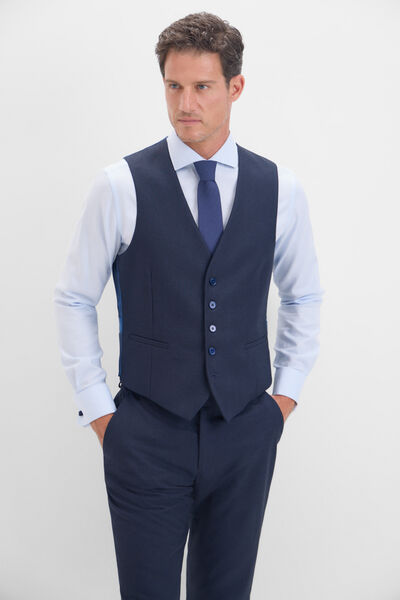 Cortefiel Checked waistcoat Navy