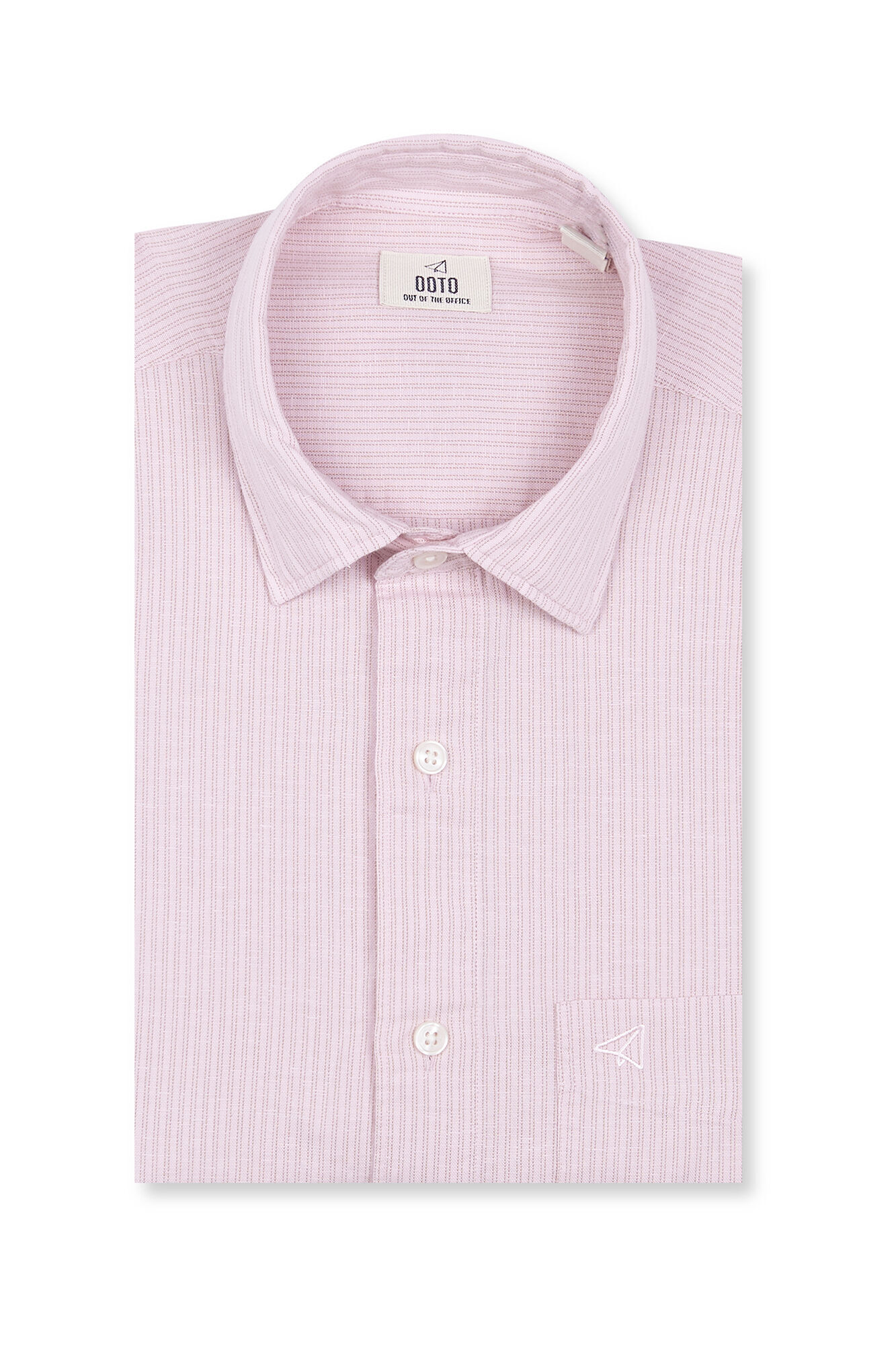 OOTO Camisa em algod&atilde;o e linho &agrave;s riscas Subiu