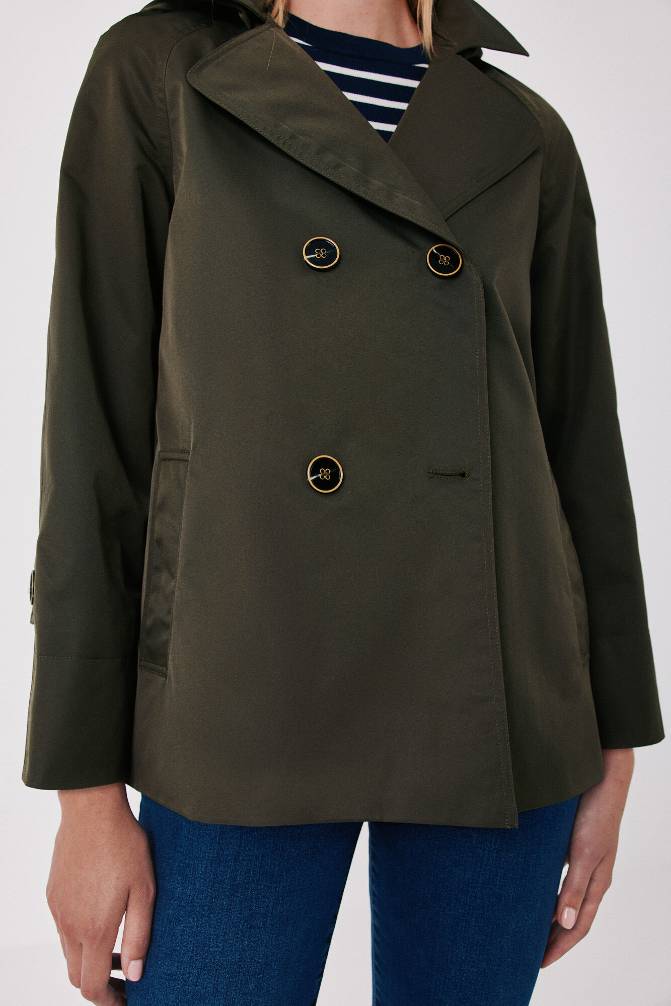 Cortefiel Short flared trench Green