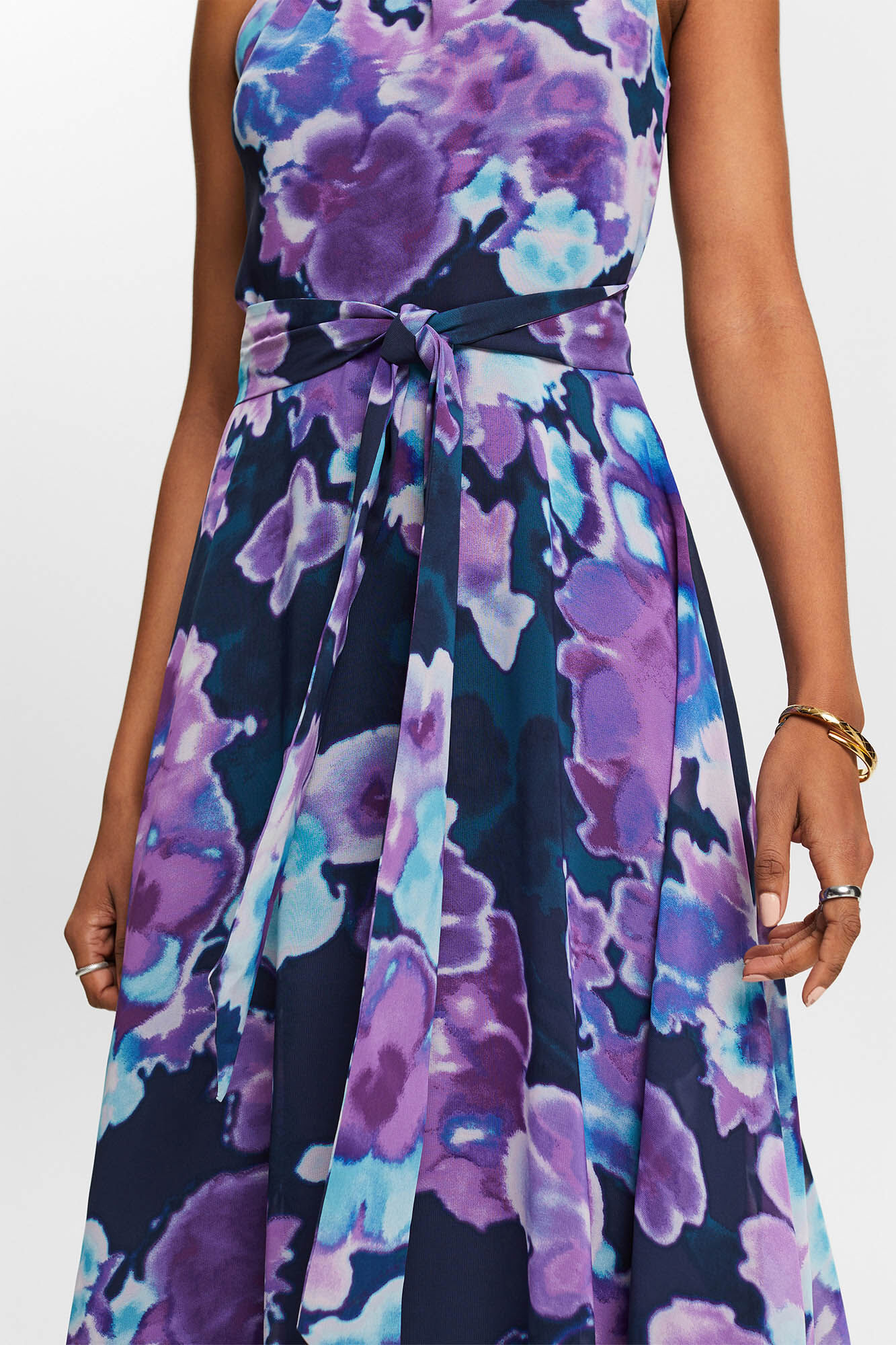 Esprit Long floral print dress Printed blue