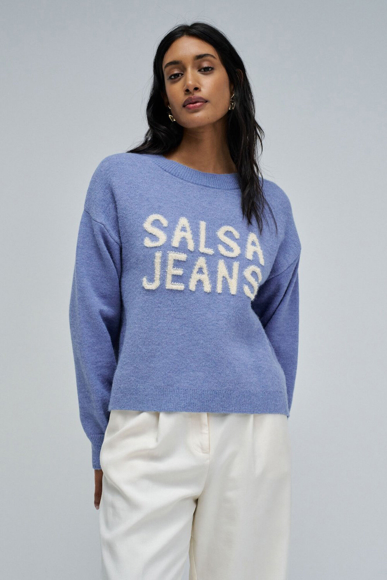 Salsa Jeans Jersey-Knit jumper with branding Blue