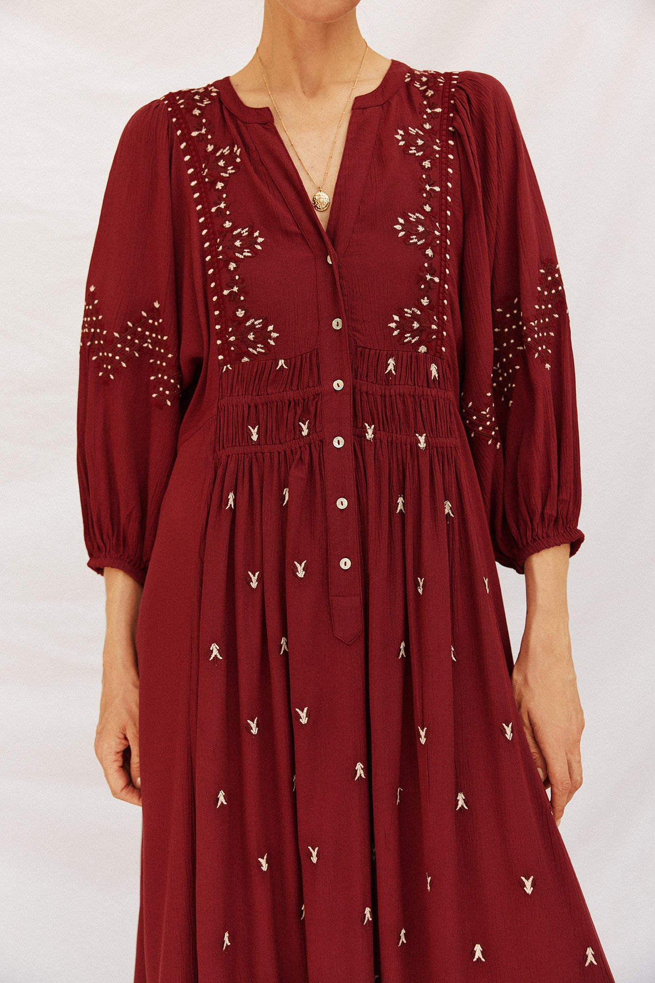 Cortefiel round neck dress Maroon