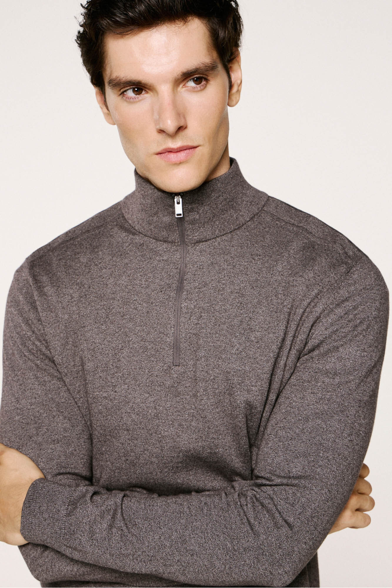 Selected Malha 100% camisola com meia fecho-&eacute;clair .