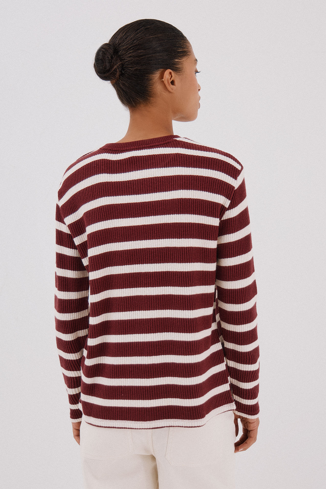Cortefiel striped structured sweatshirt Maroon