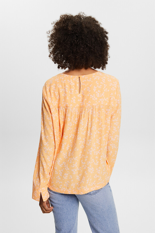 Cortefiel Women's printed viscose blouse Printed orange