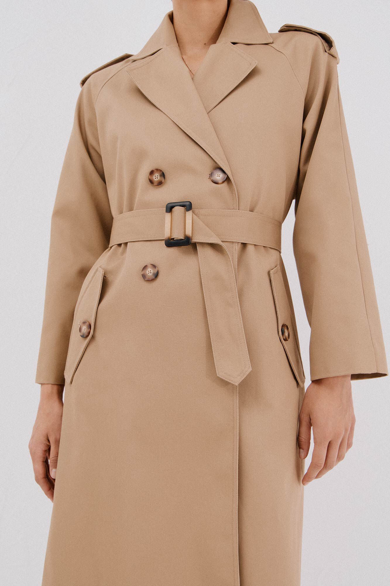 Cortefiel Gabardina larga Beige