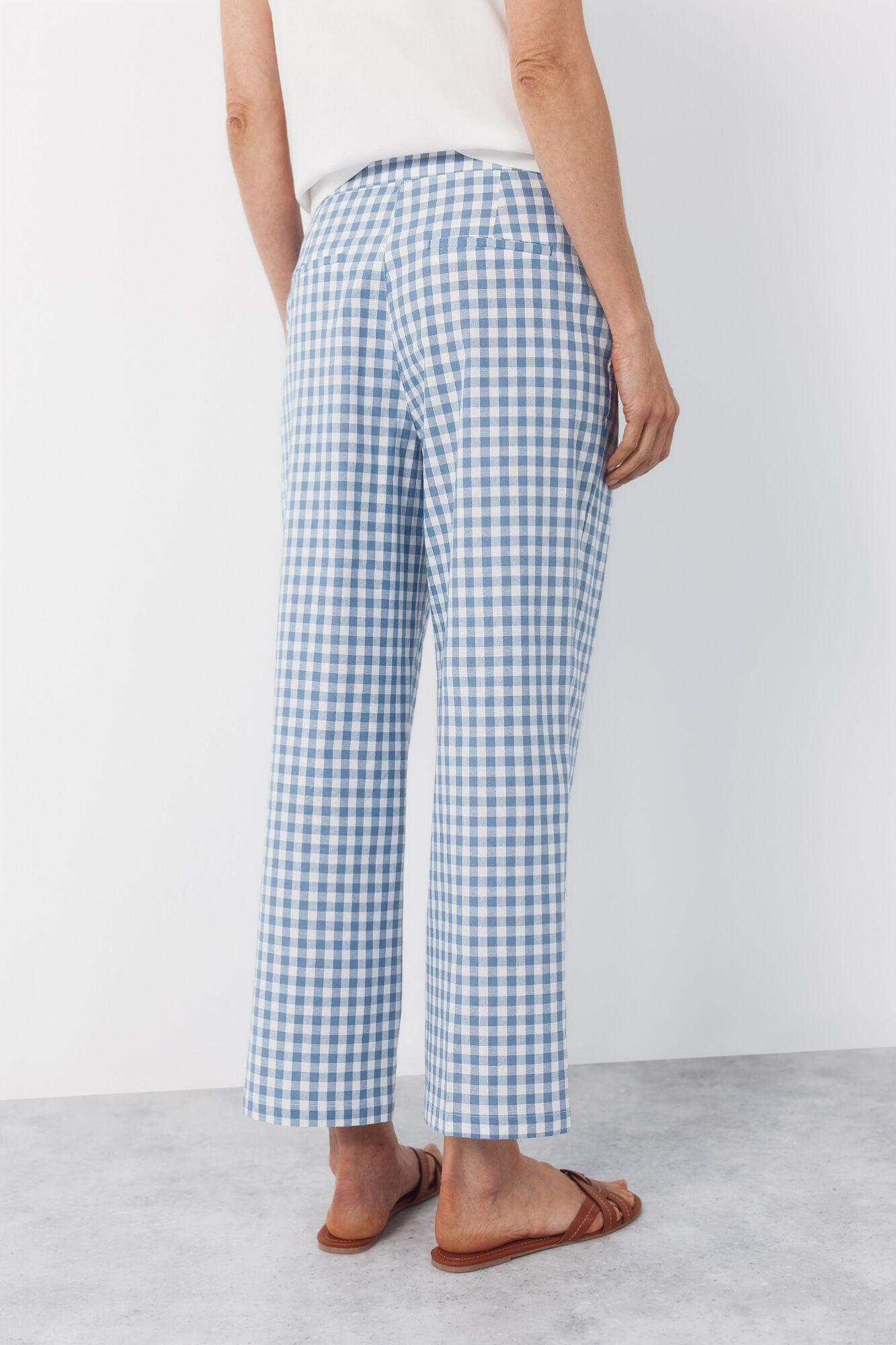 Cortefiel Gingham trousers Printed blue