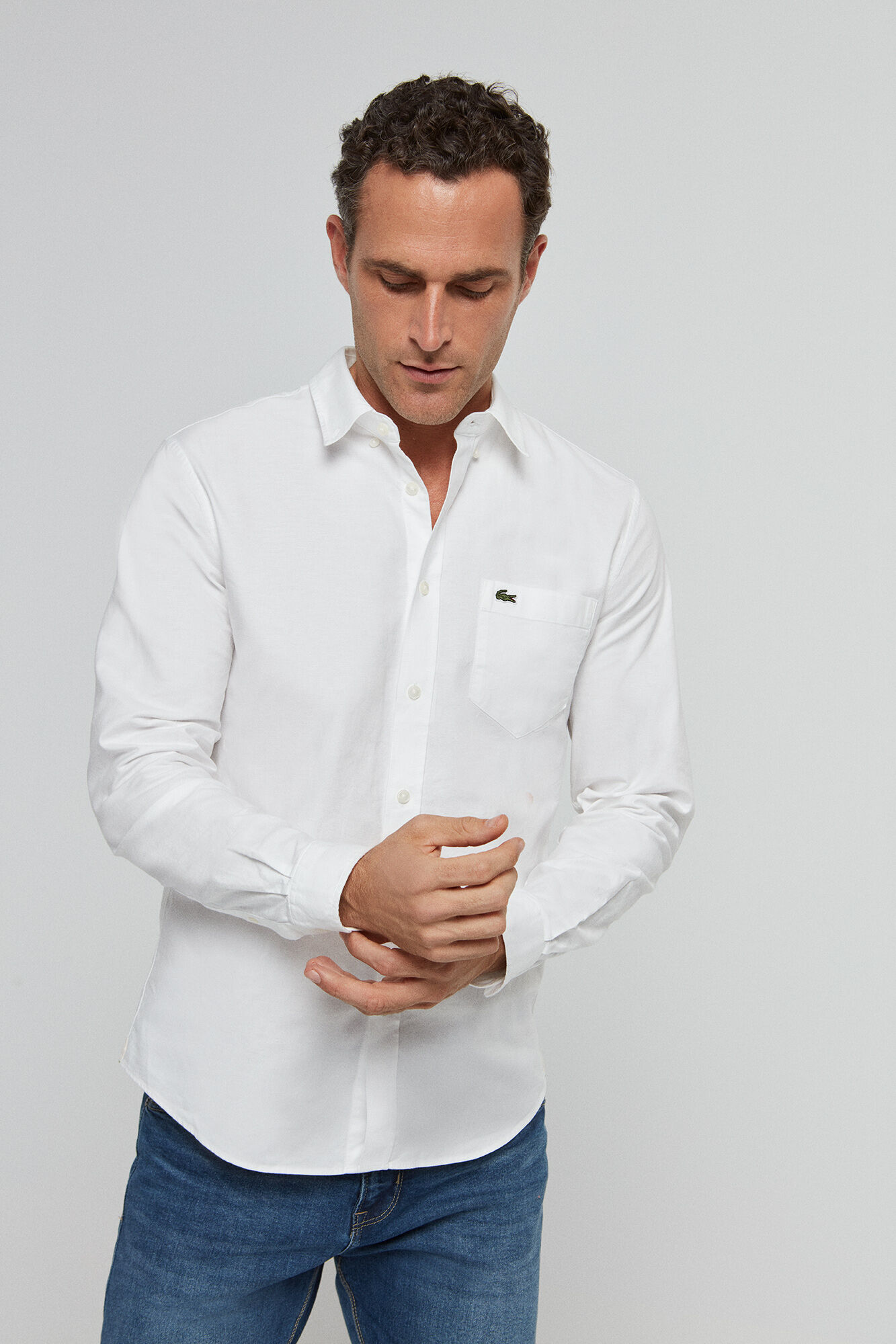 Lacoste Camisa con cuello abotonado Blanco