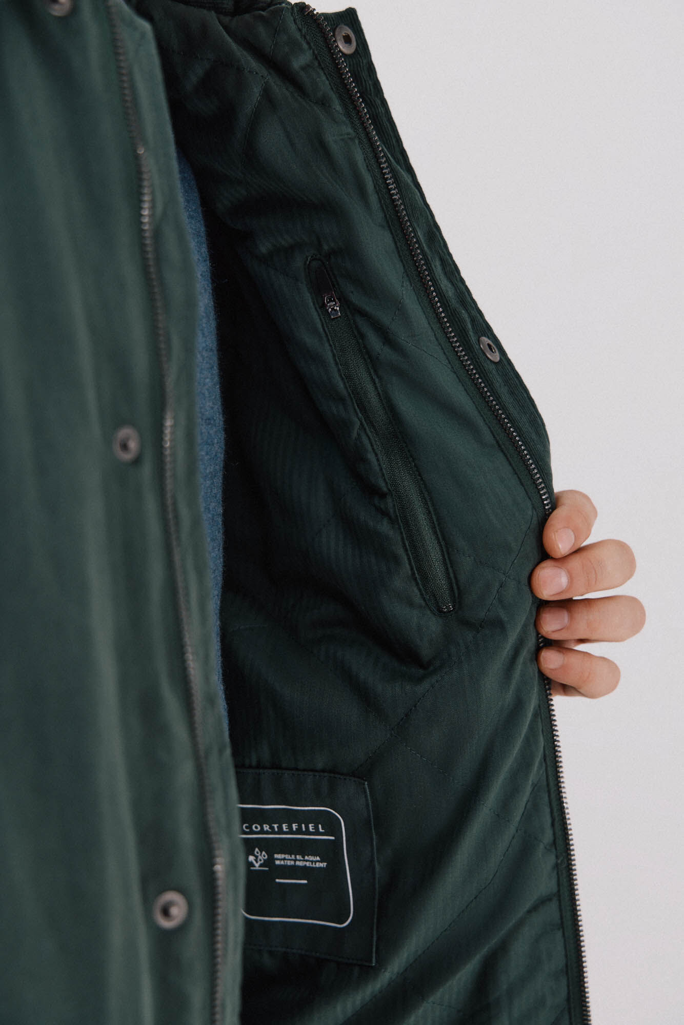 Cortefiel Jacket with combined neck Dark green