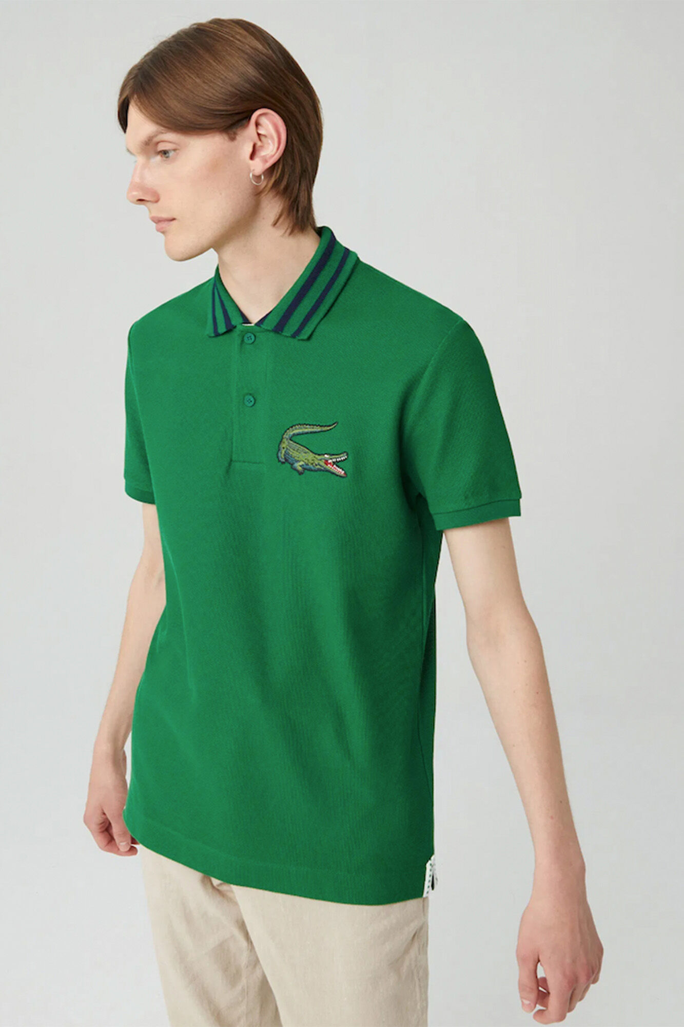 Lacoste Camisa polo oversize com estampado de crocodilo