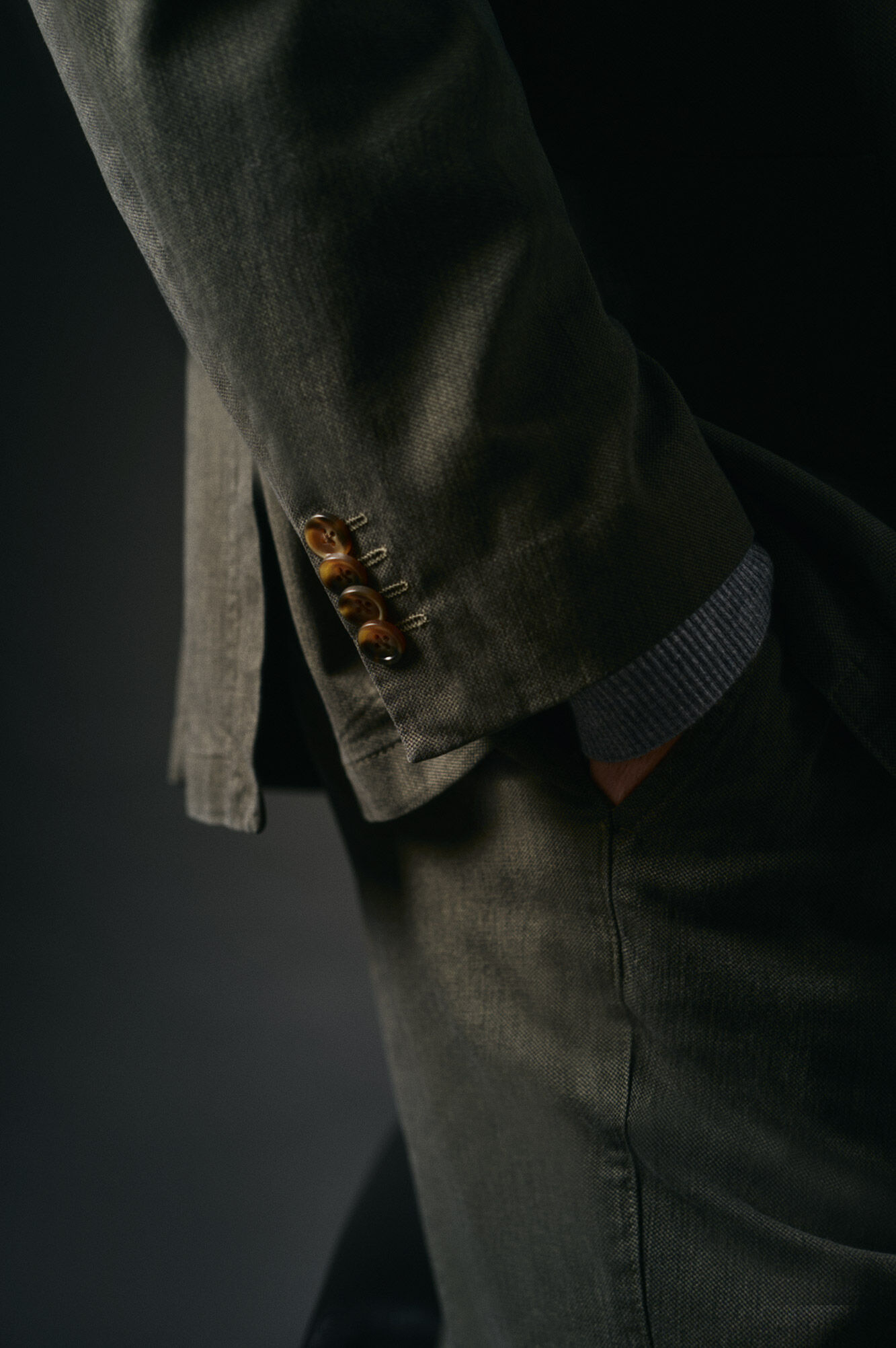 OOTO Americana traje algod&oacute;n coordinado Kaki