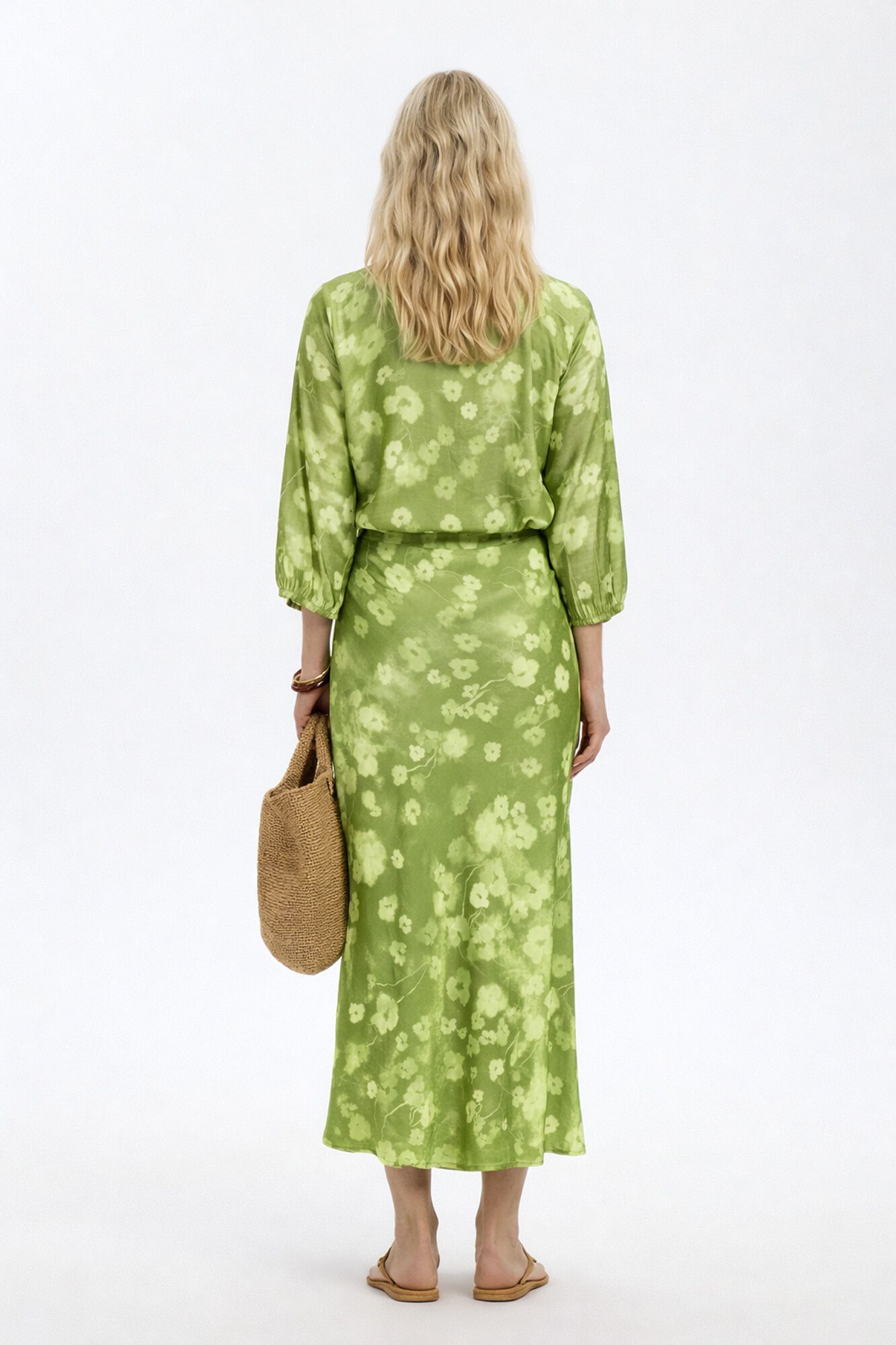 Selected Blusa manga 3/4 estampada Verde