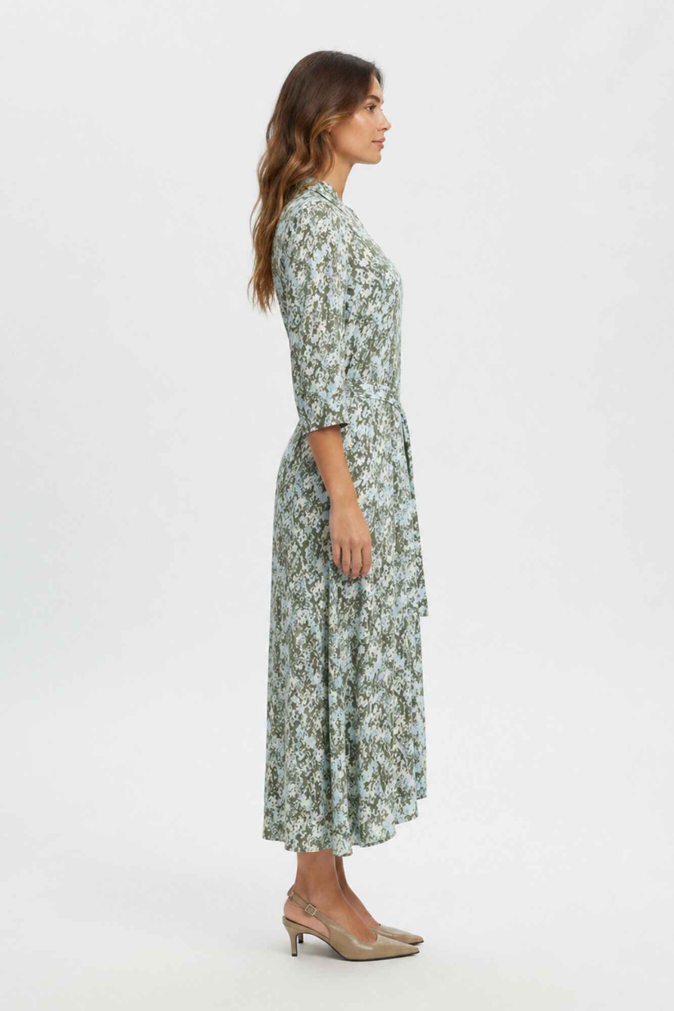 Selected Vestido largo estampado Verde