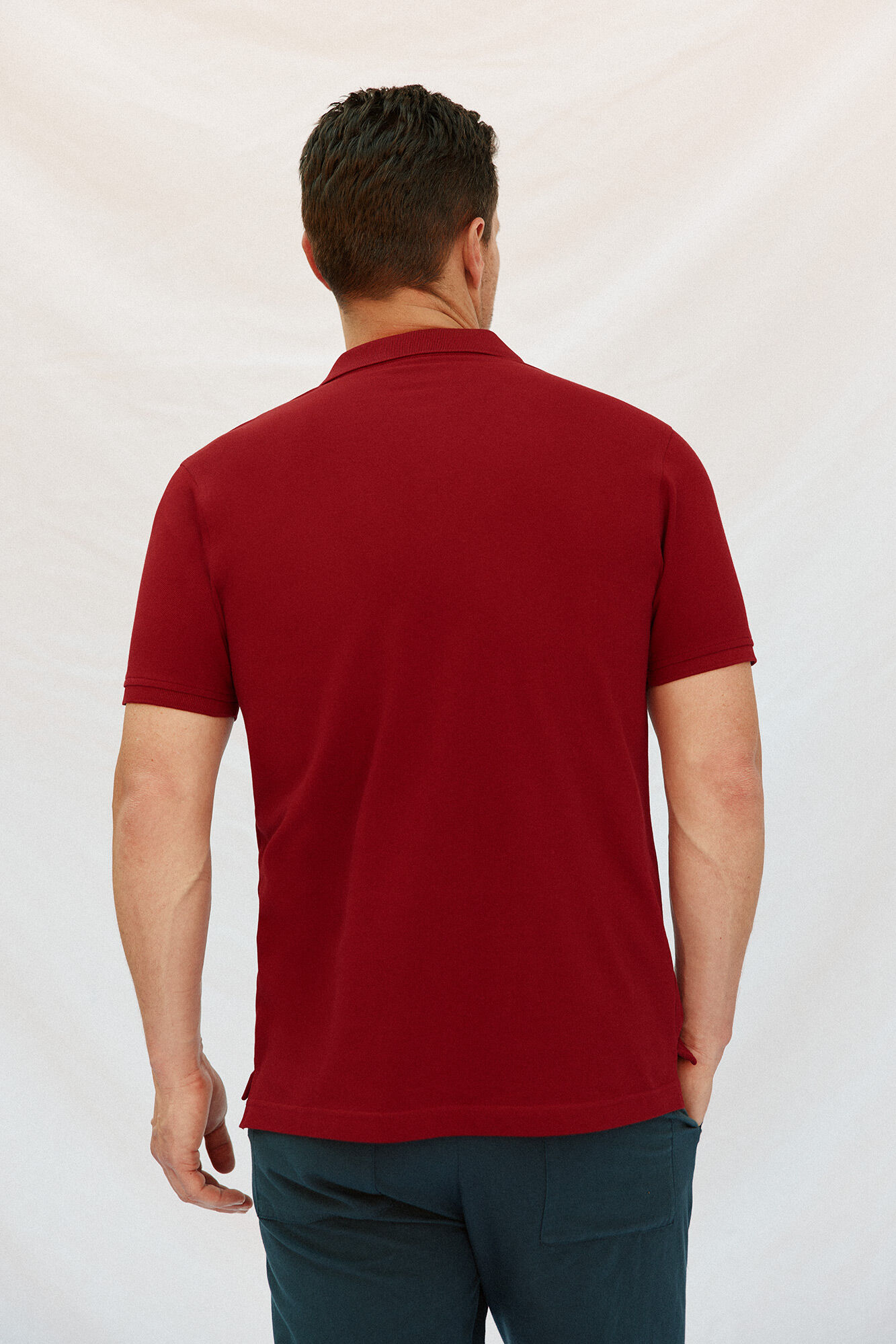 Cortefiel Essential slim polo shirt Maroon