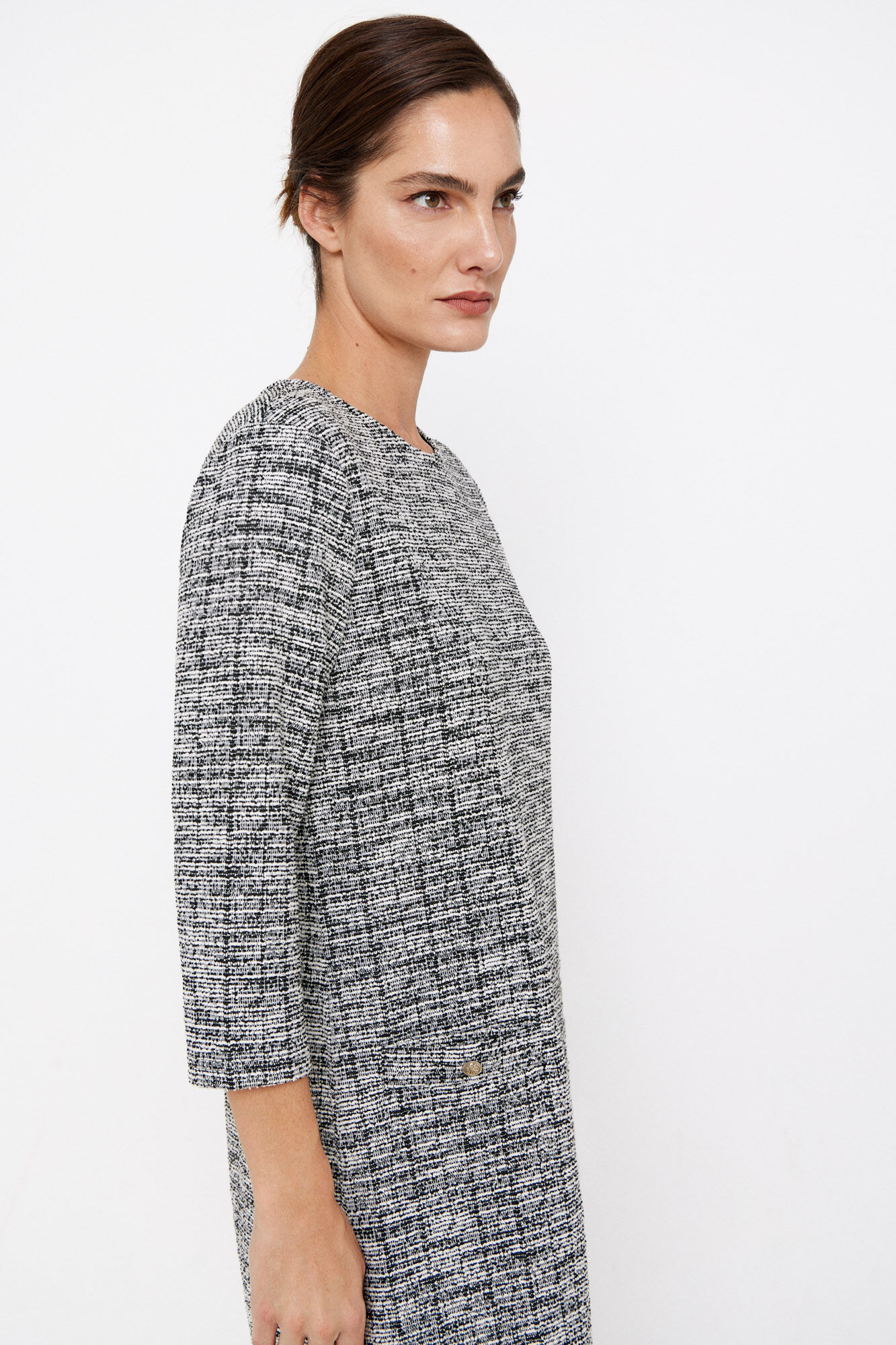 Cortefiel Vestido tweed el&aacute;stico Gris