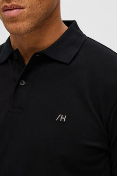 Cortefiel Short-sleeved 100% organic cotton polo shirt with embroidered logo Black