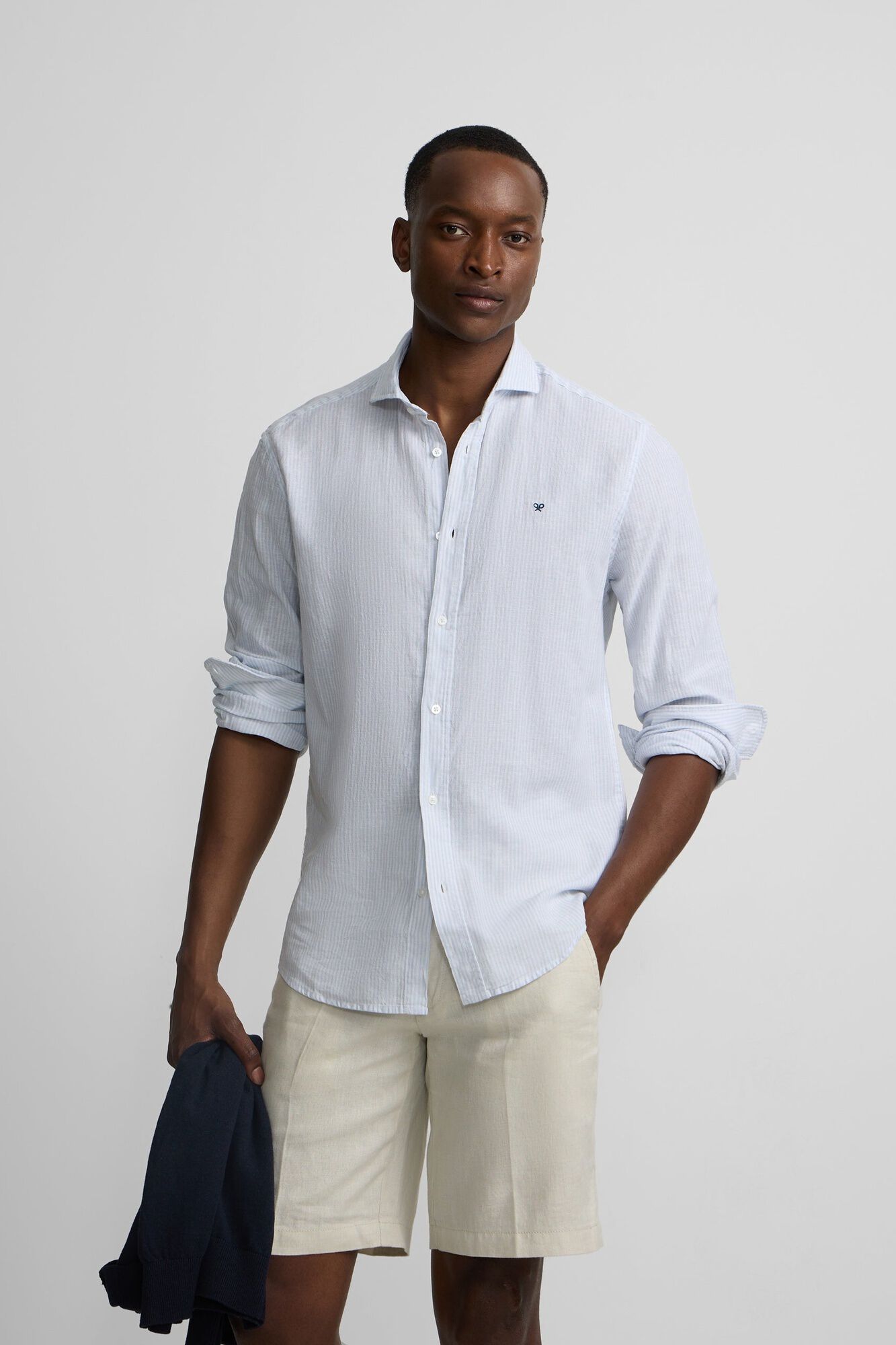 Silbon Camisa sport em linho &agrave;s riscas