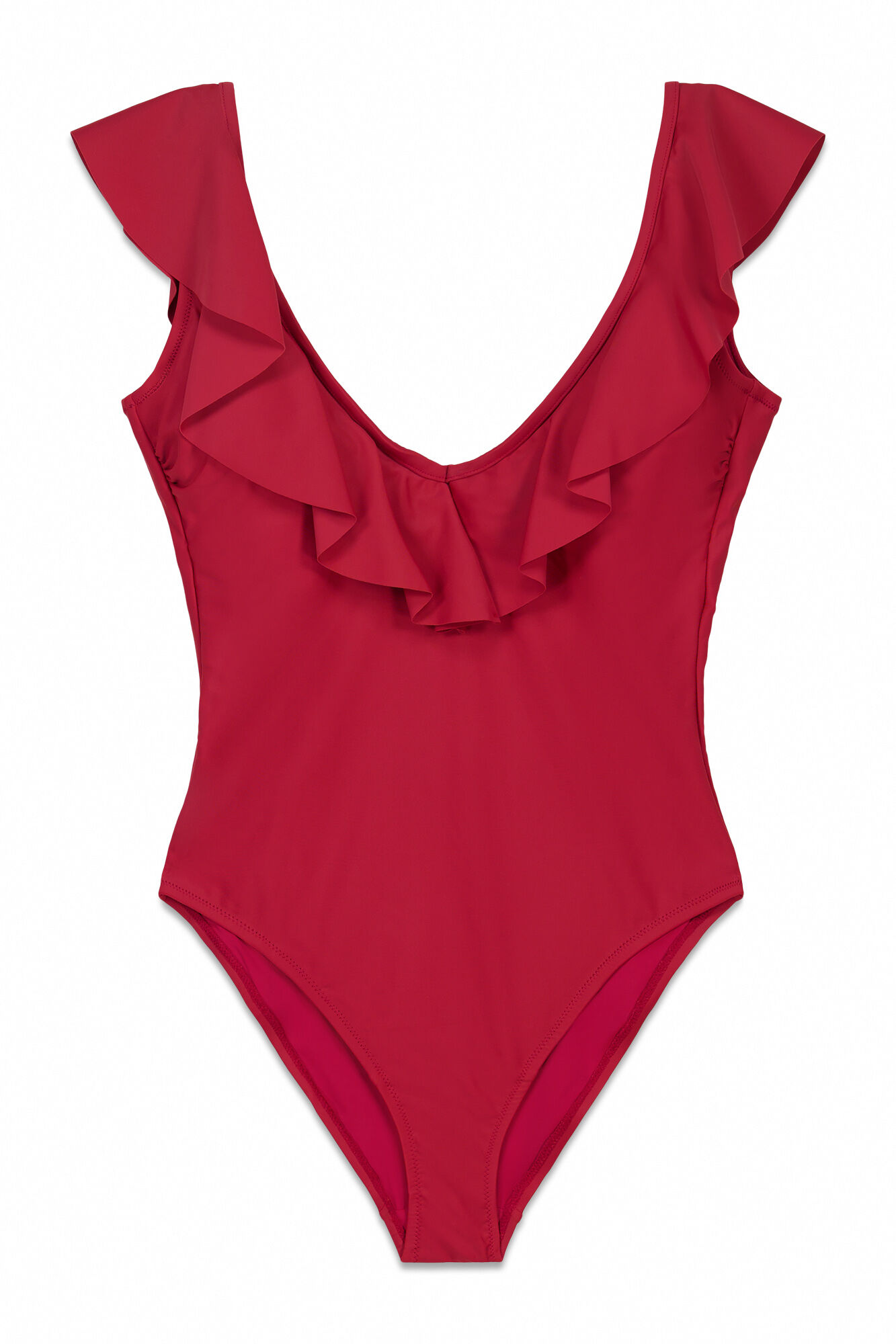 Cortefiel Mai&ocirc; shapewear/moldador com babados Vermelho