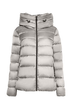 Cortefiel Cropped high neck puffer coat with hood Grey