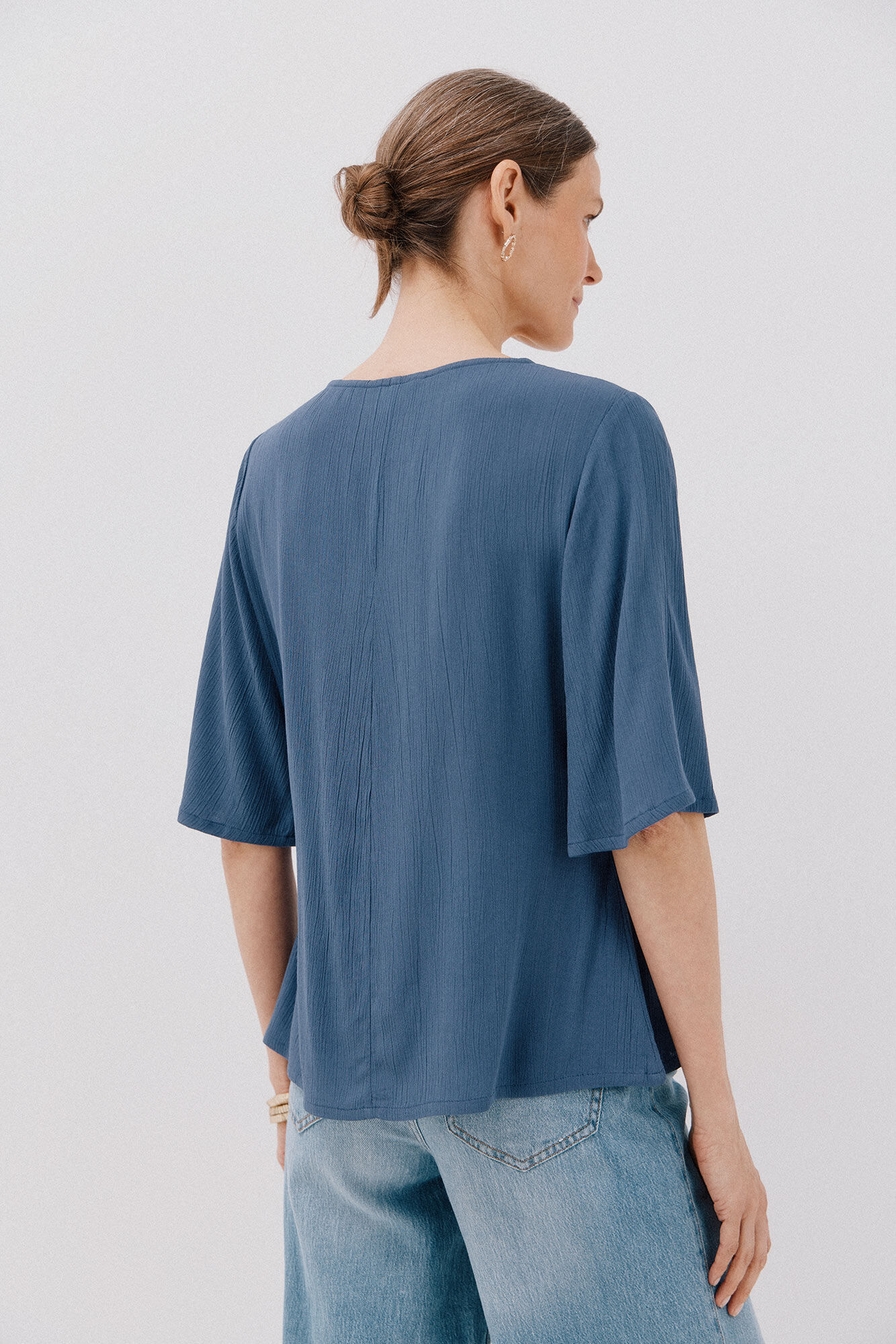 Cortefiel lace blouse with ruffles Nude