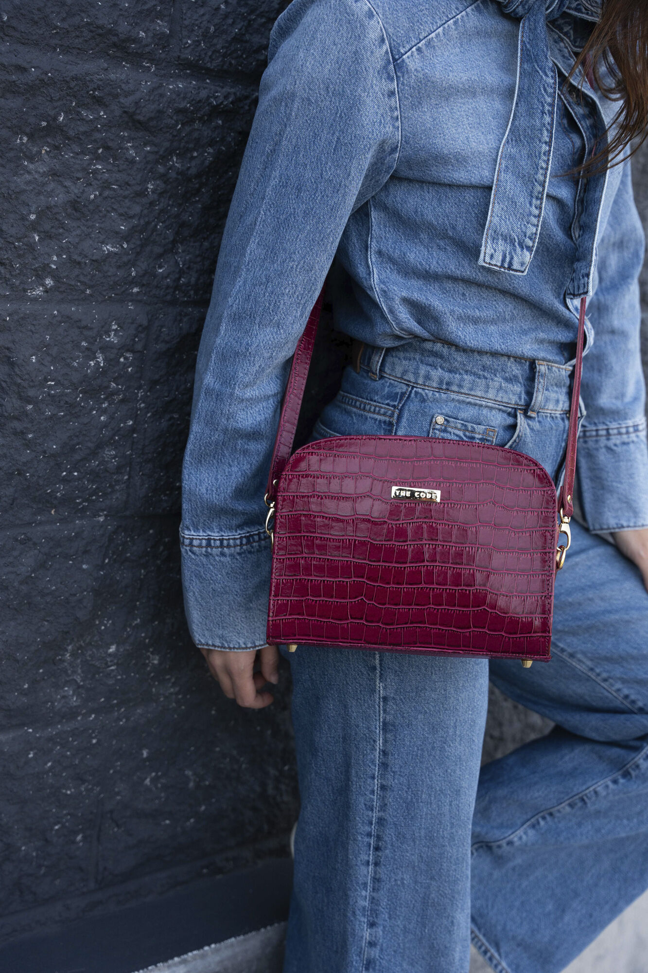 The Code Bolsa Cassandra em pele framboesa Granada