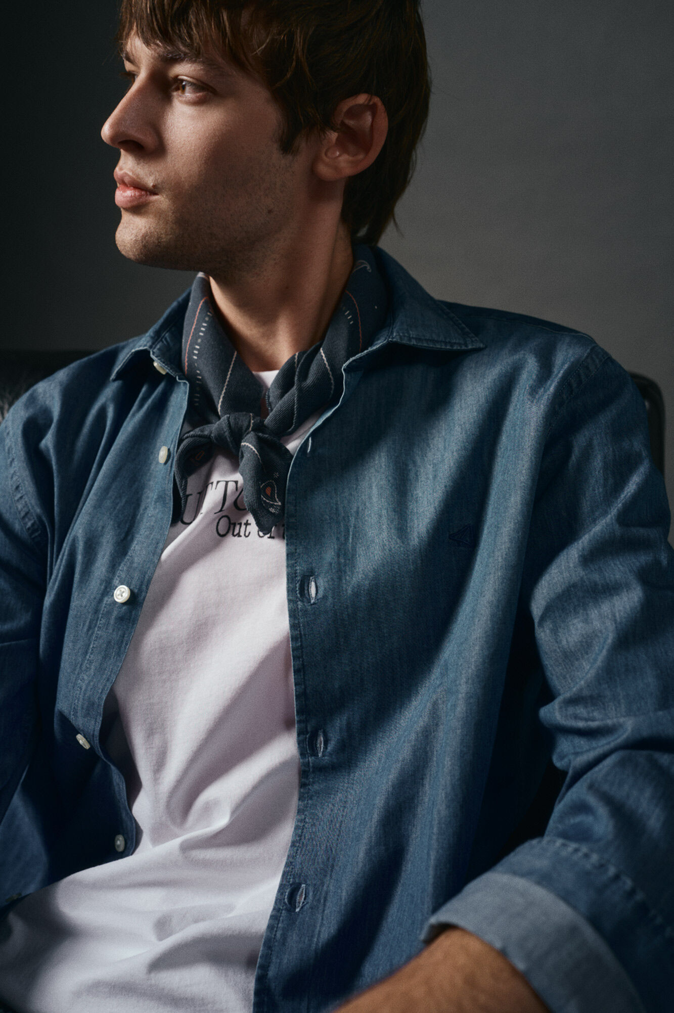 OOTO Camisa de ganga Azul