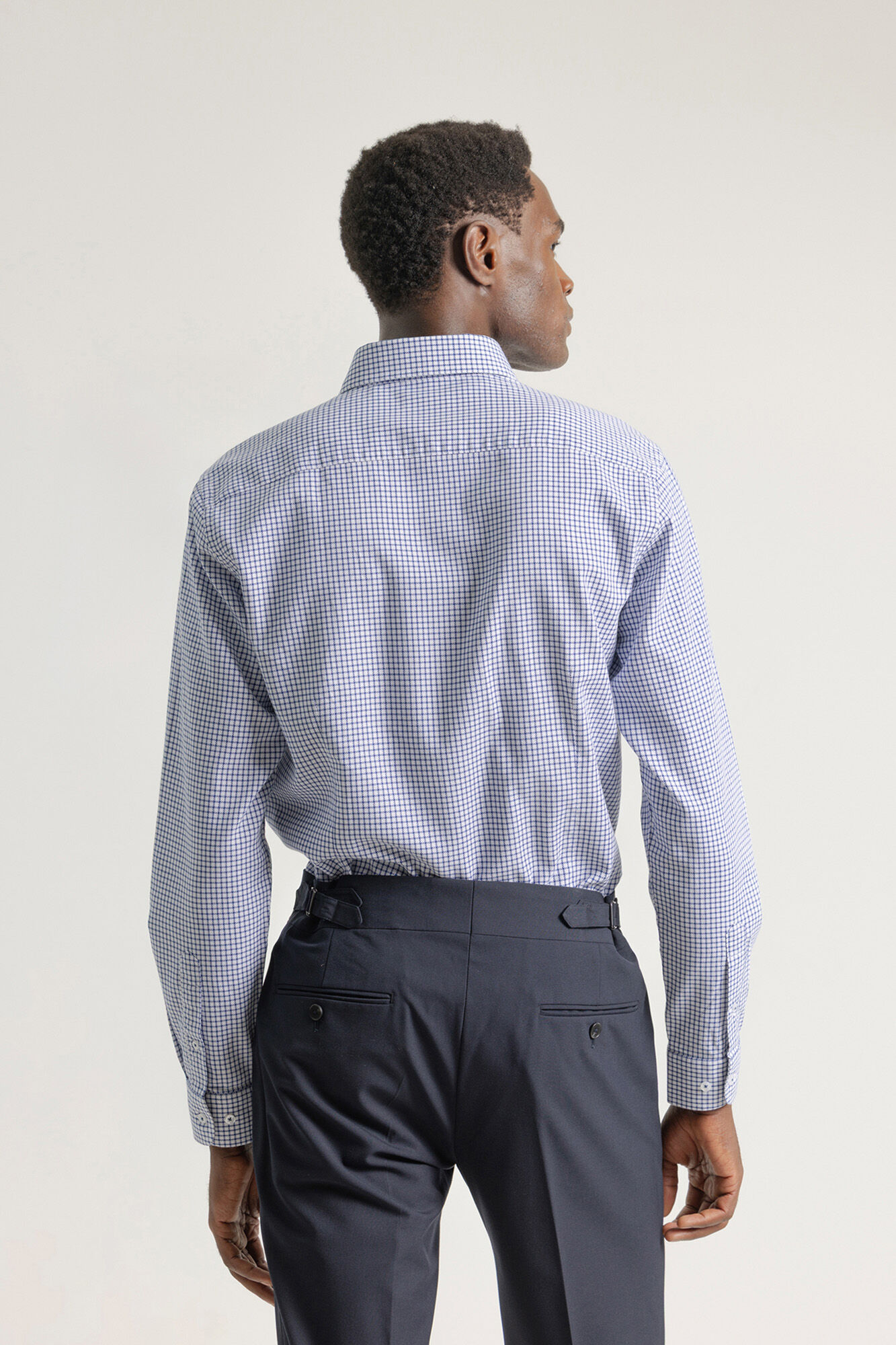 PuroEGO Camisa xadrez de algod&atilde;o slim Azul